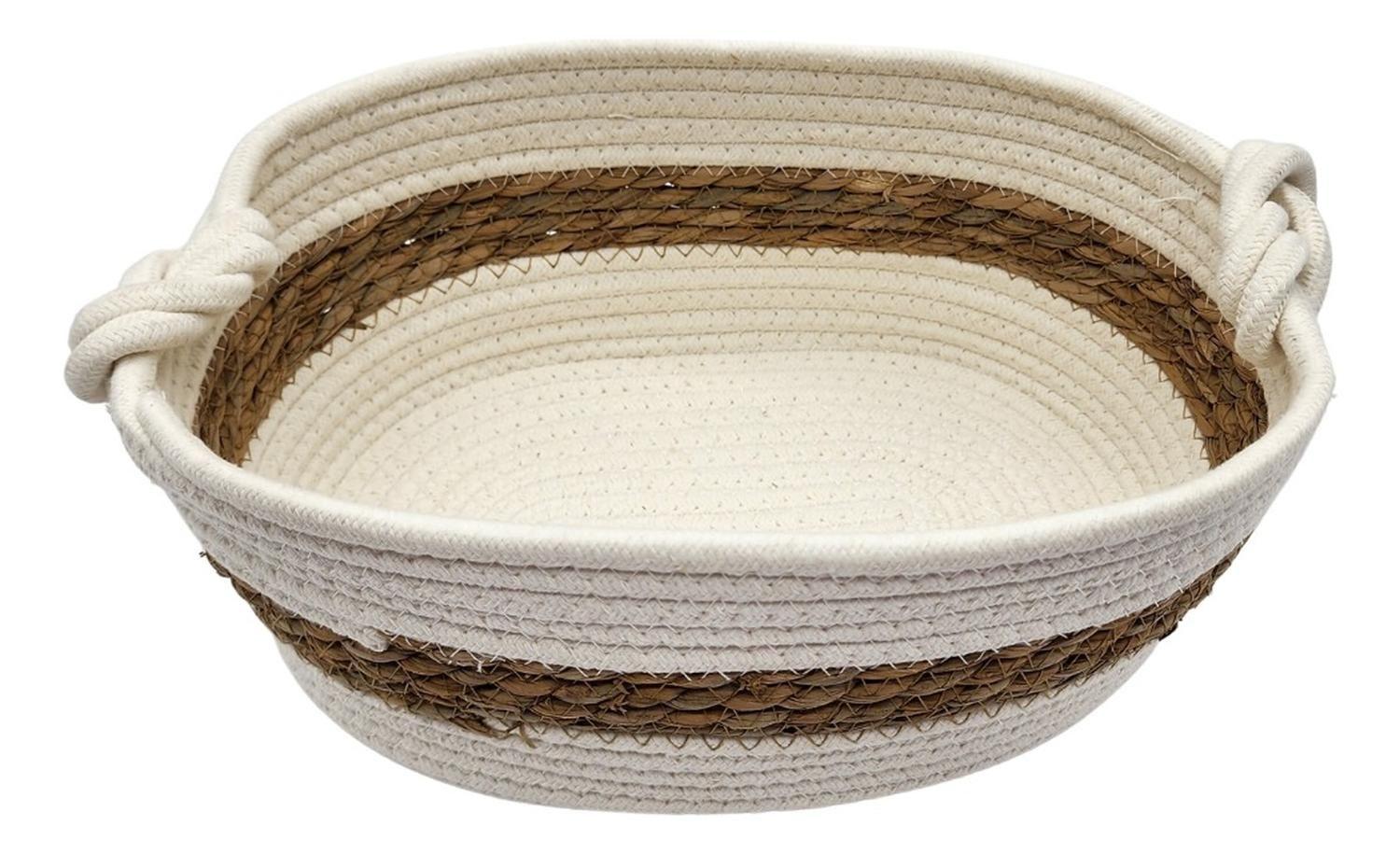 Canasto Cesta Tejido Nudo Rustico Estilo Campestre Grande-0