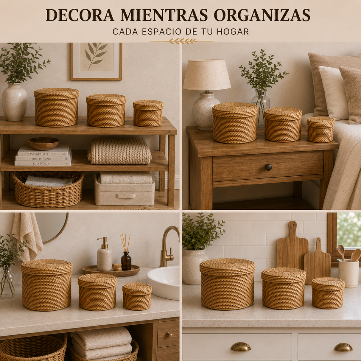 Set 3 Canastos Cesta De Yute Tejida Con Tapa Acabado Rustico-4
