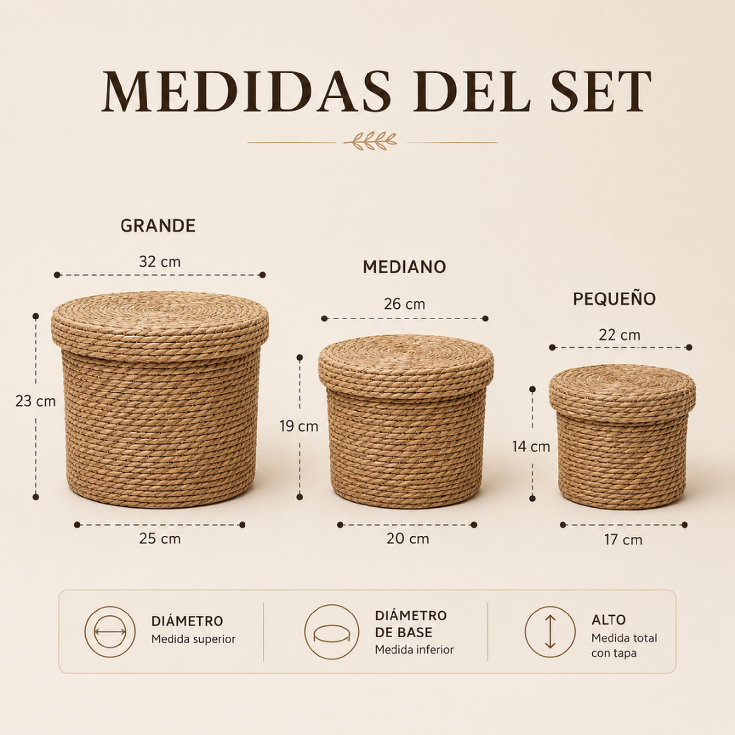 Set 3 Canastos Cesta De Yute Tejida Con Tapa Acabado Rustico-6