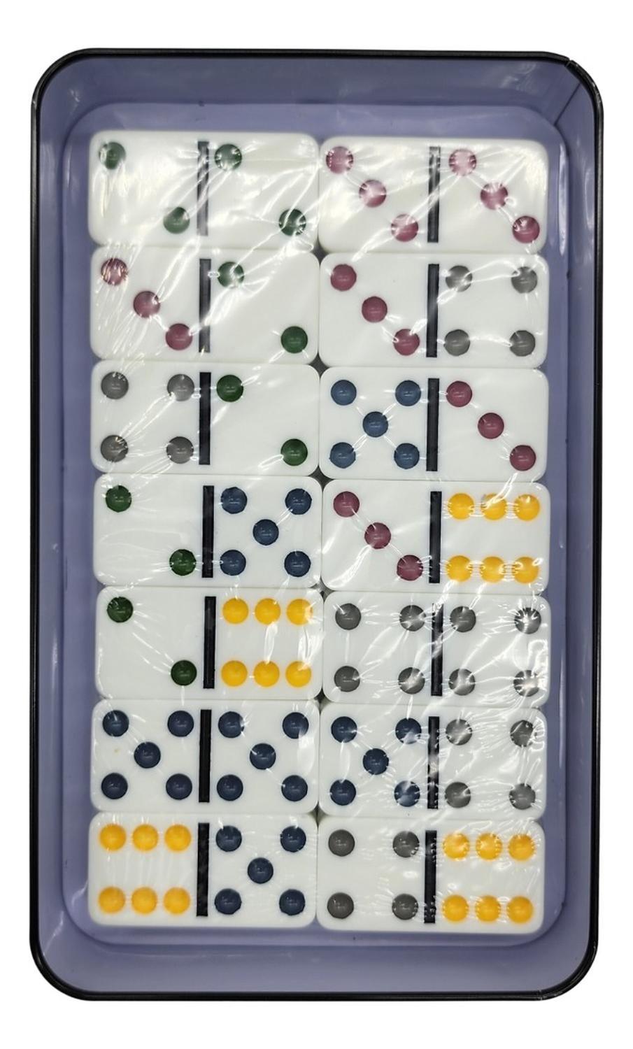 Domino Chancho 6 Juego Dominó Caja Metálica 26 Piezas Color-2