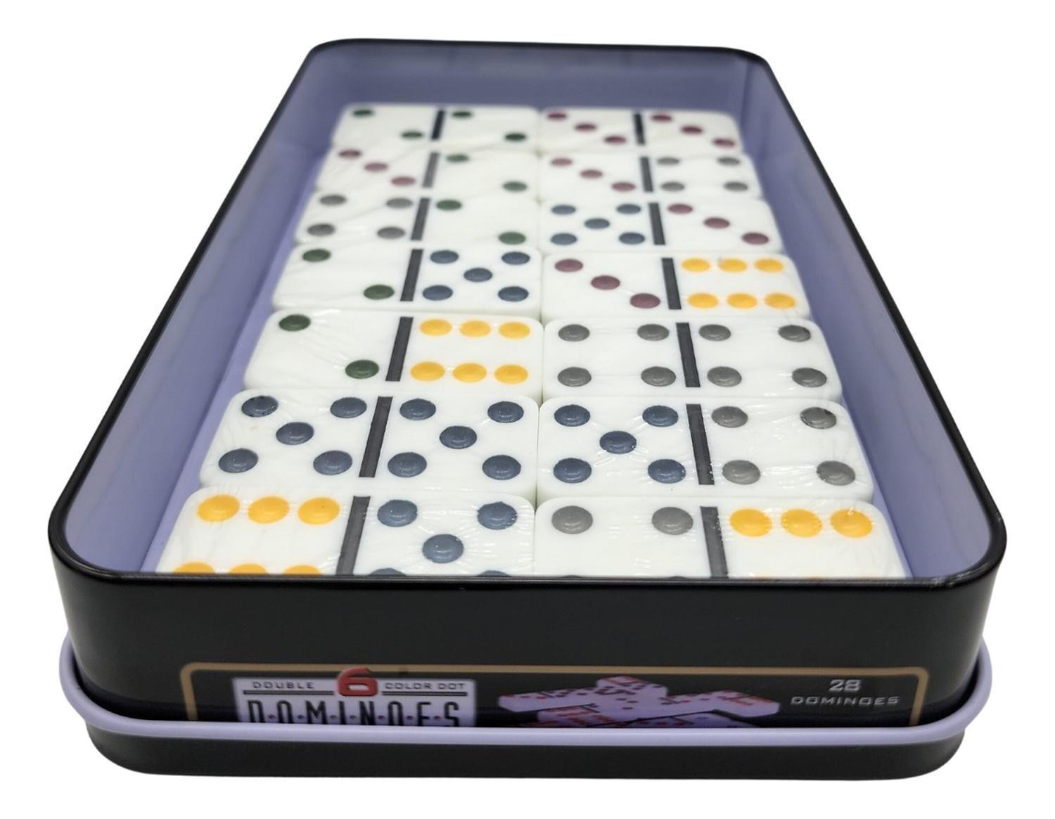 Domino Chancho 6 Juego Dominó Caja Metálica 26 Piezas Color-3