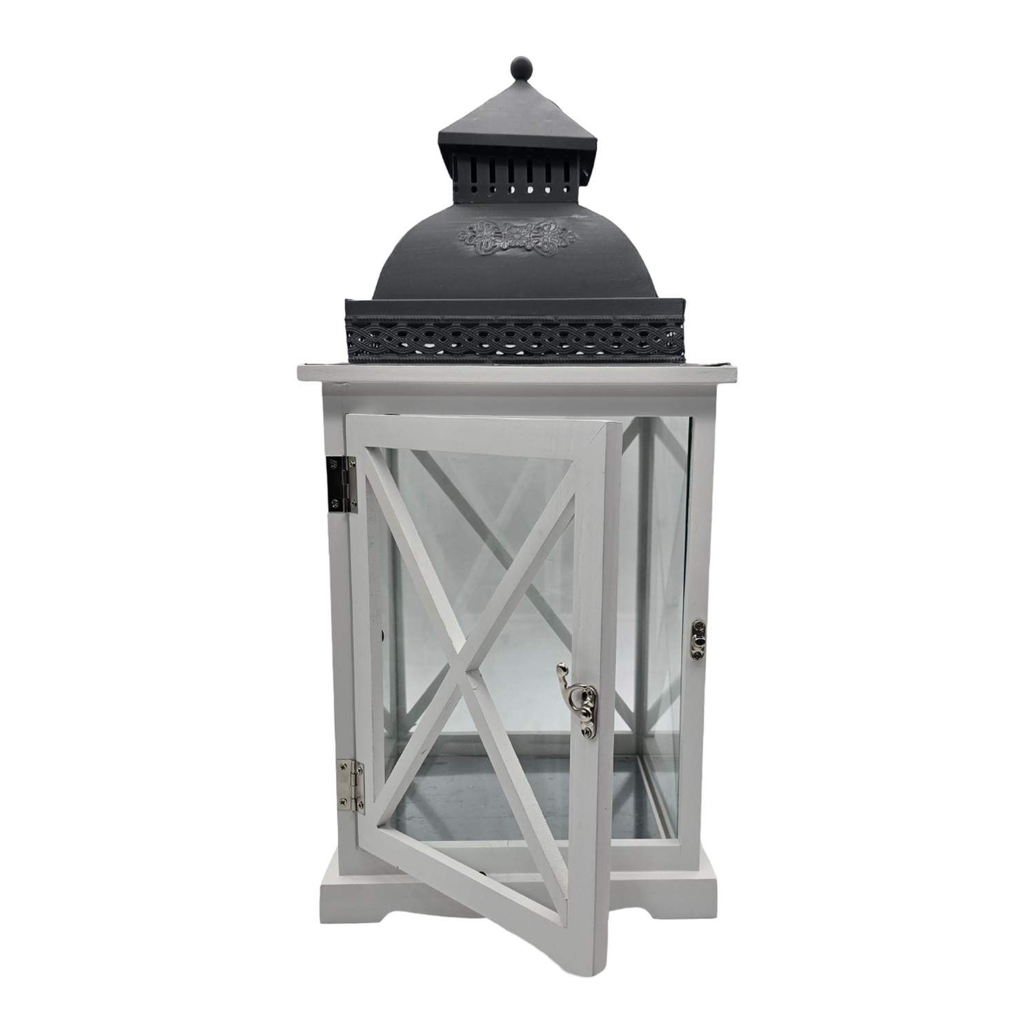 Farol Calentador De Vela Costero De Madera Blanca Vintage S-2