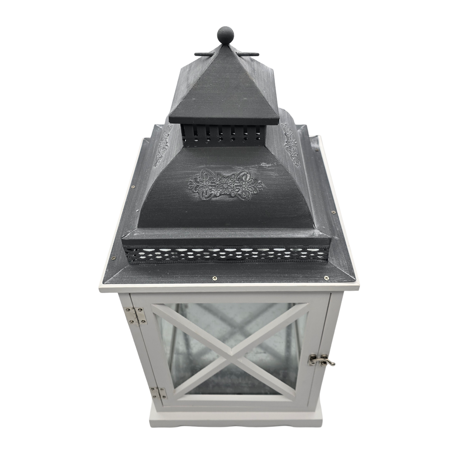 Farol Calentador De Vela Costero De Madera Blanca Vintage S-3