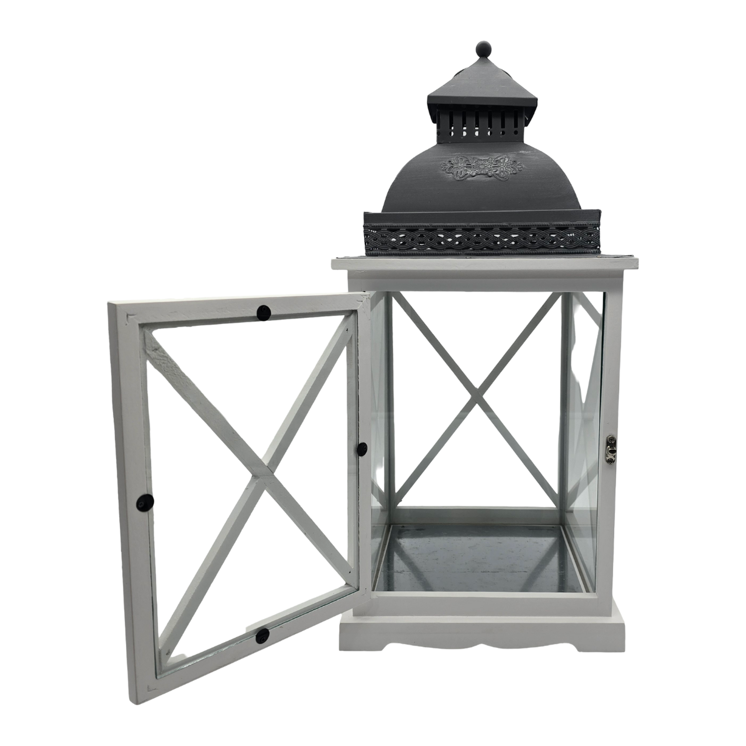Farol Calentador De Vela Costero De Madera Blanca Vintage S-5