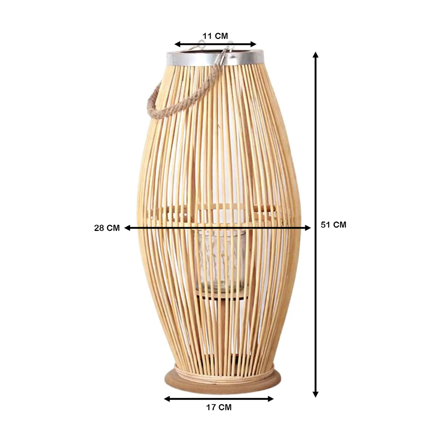 Candelabro De Bambu Natural Porta Vela Nordico Farol 60 CM-6