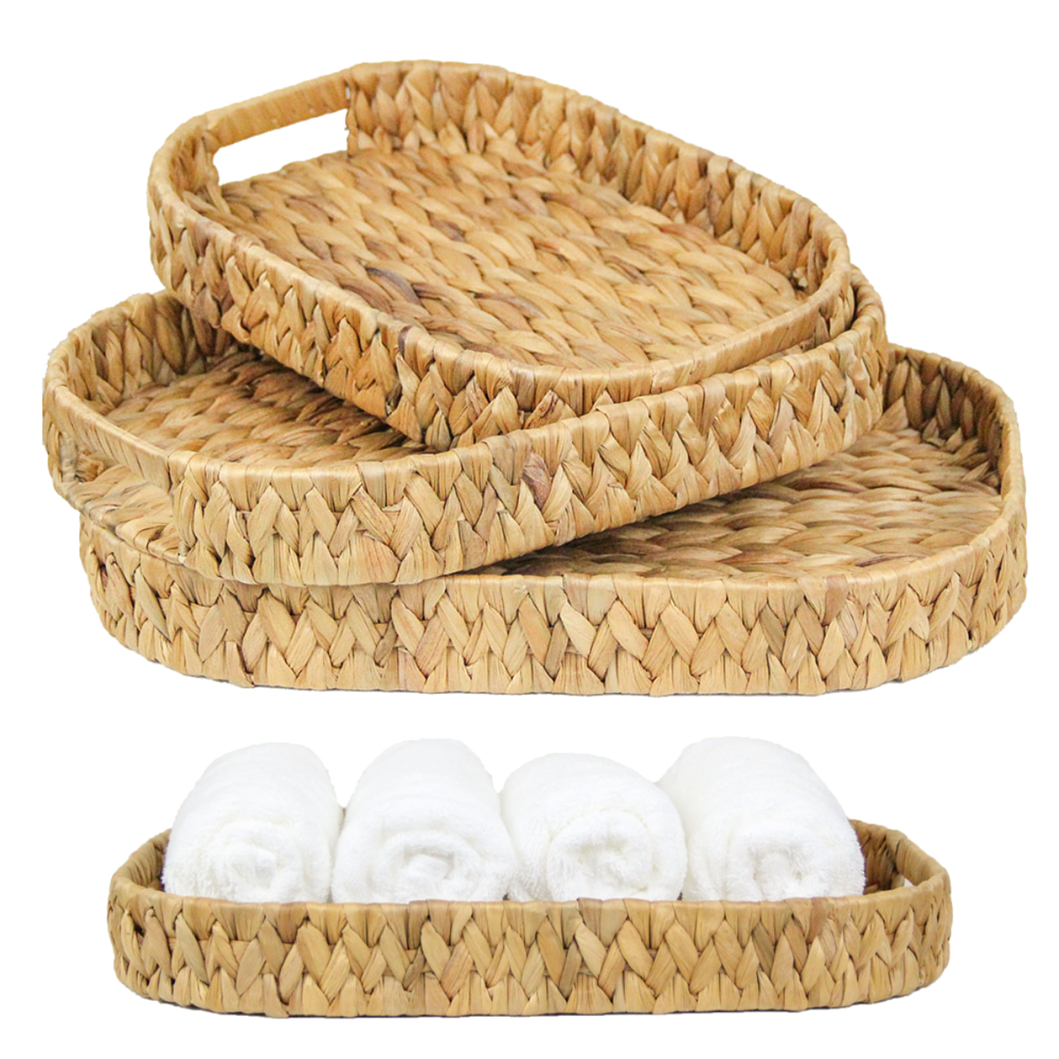 Bandeja Rustica Fibra Natural Rectangular Bandeja Multiuso L-5