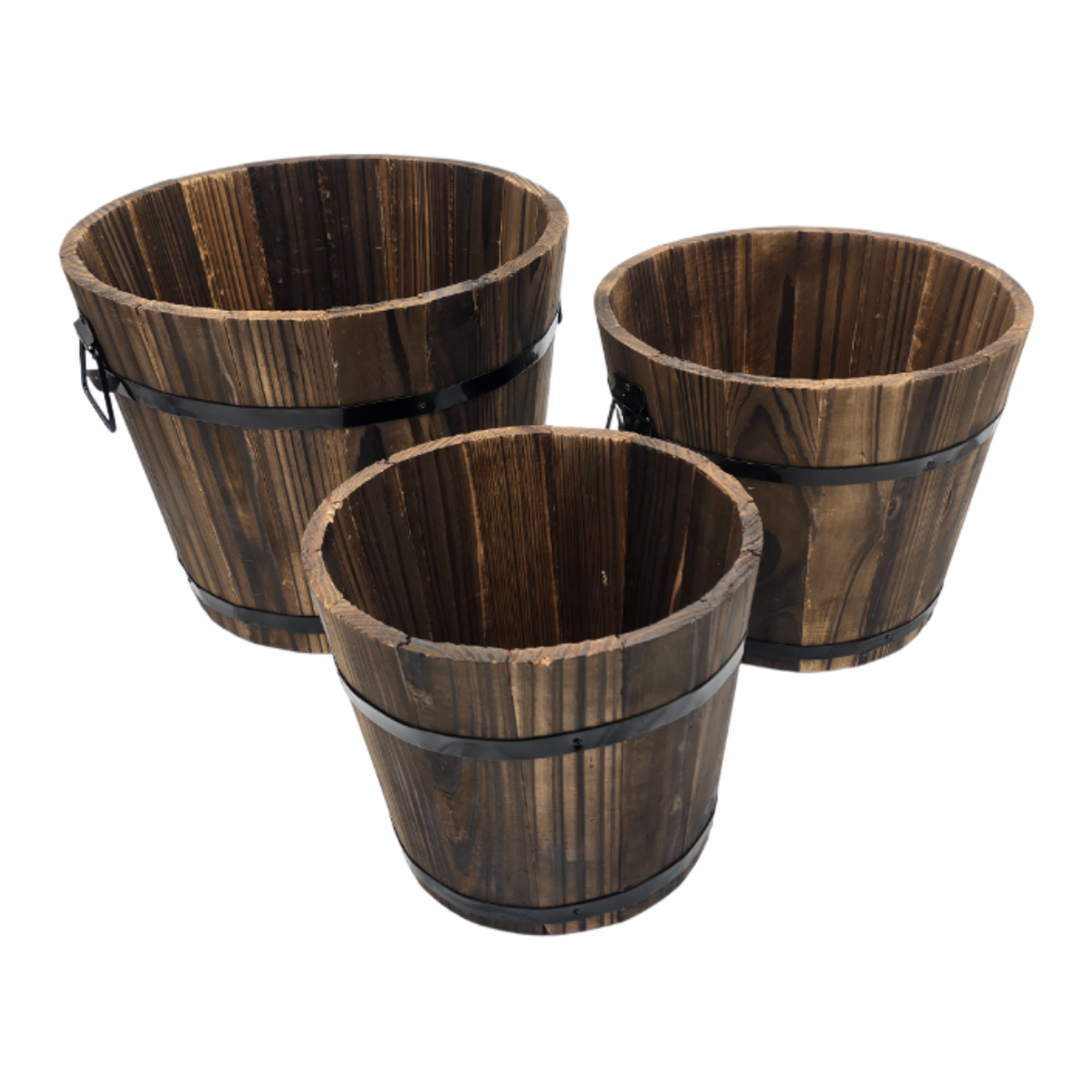 Macetero De Madera Tipo Barril Para Jardin Terraza Planta L-2