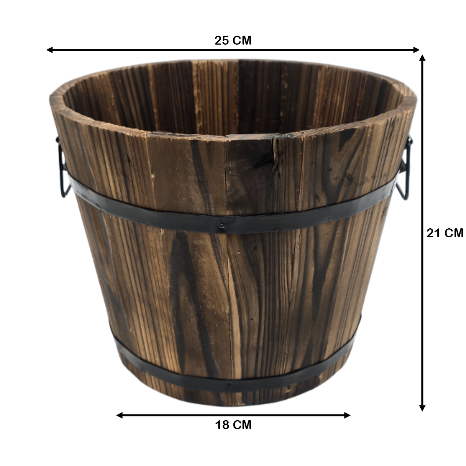 Macetero De Madera Tipo Barril Para Jardin Terraza Planta L-4