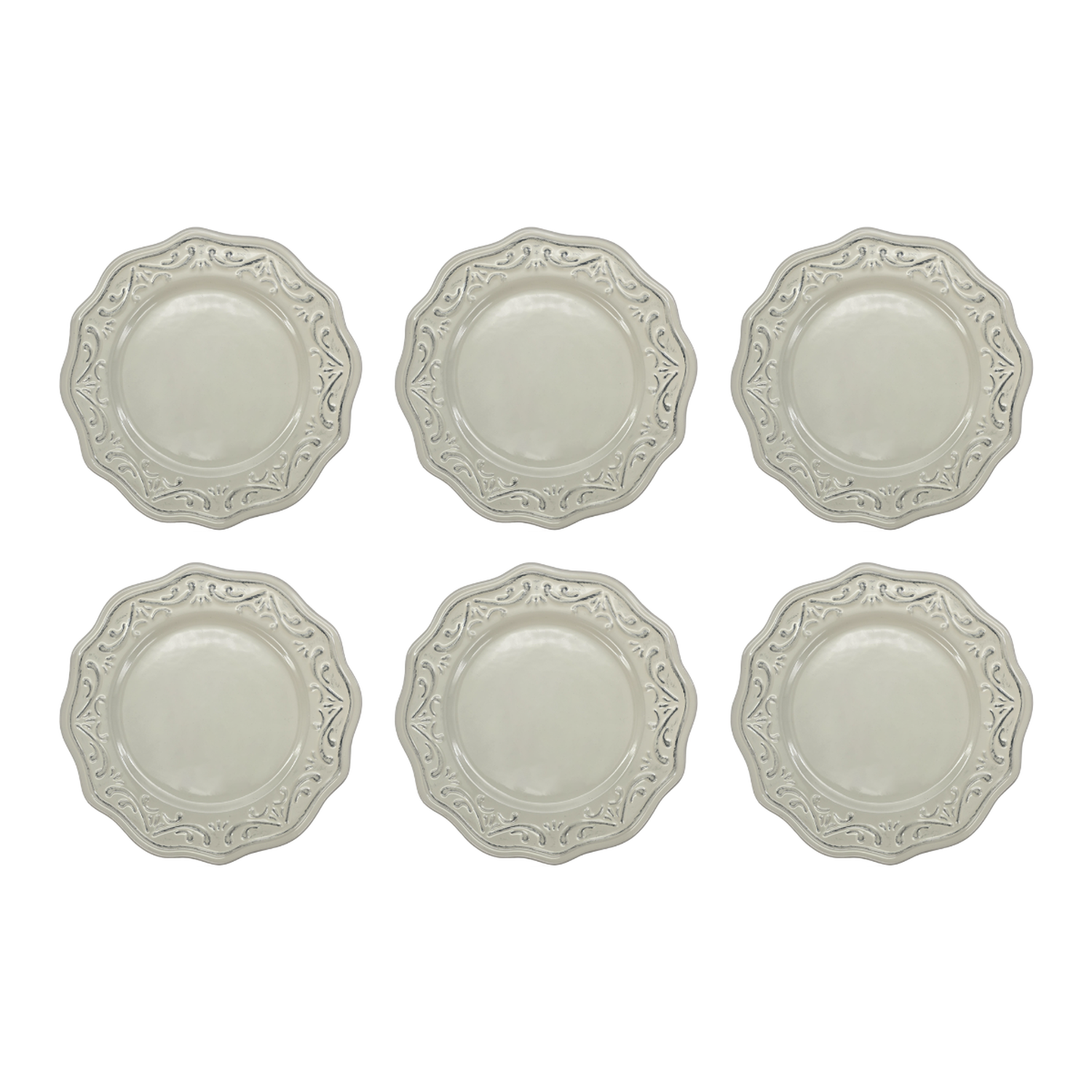 Set 6 Platos De Ceramica Beige Estilo Europa Vintage Antiguo-0