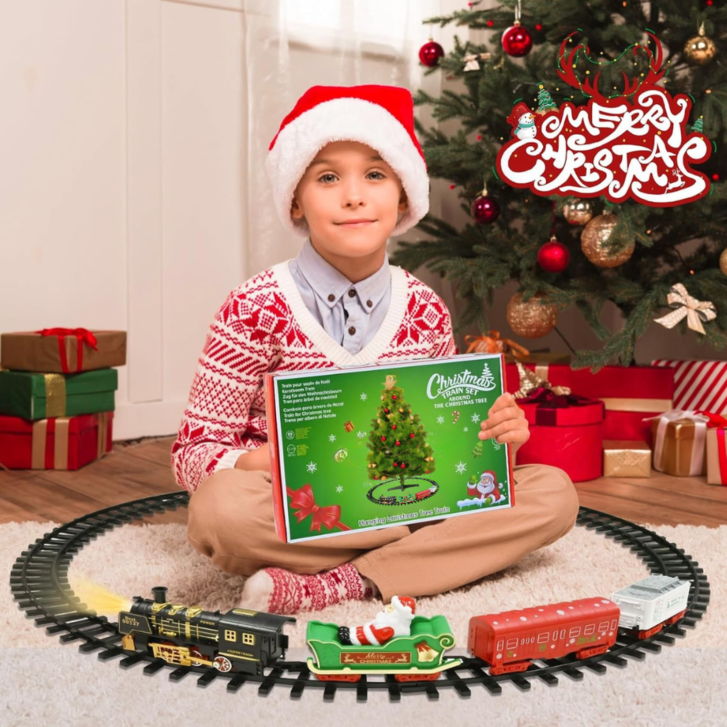 Tren Electrico Navideño Base de Arbol Decorativo Navidad-3