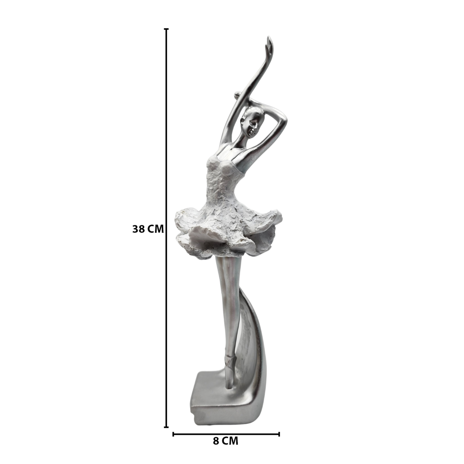 Bailarina Plateada Decorativa Plateada Figura Decorativa-3