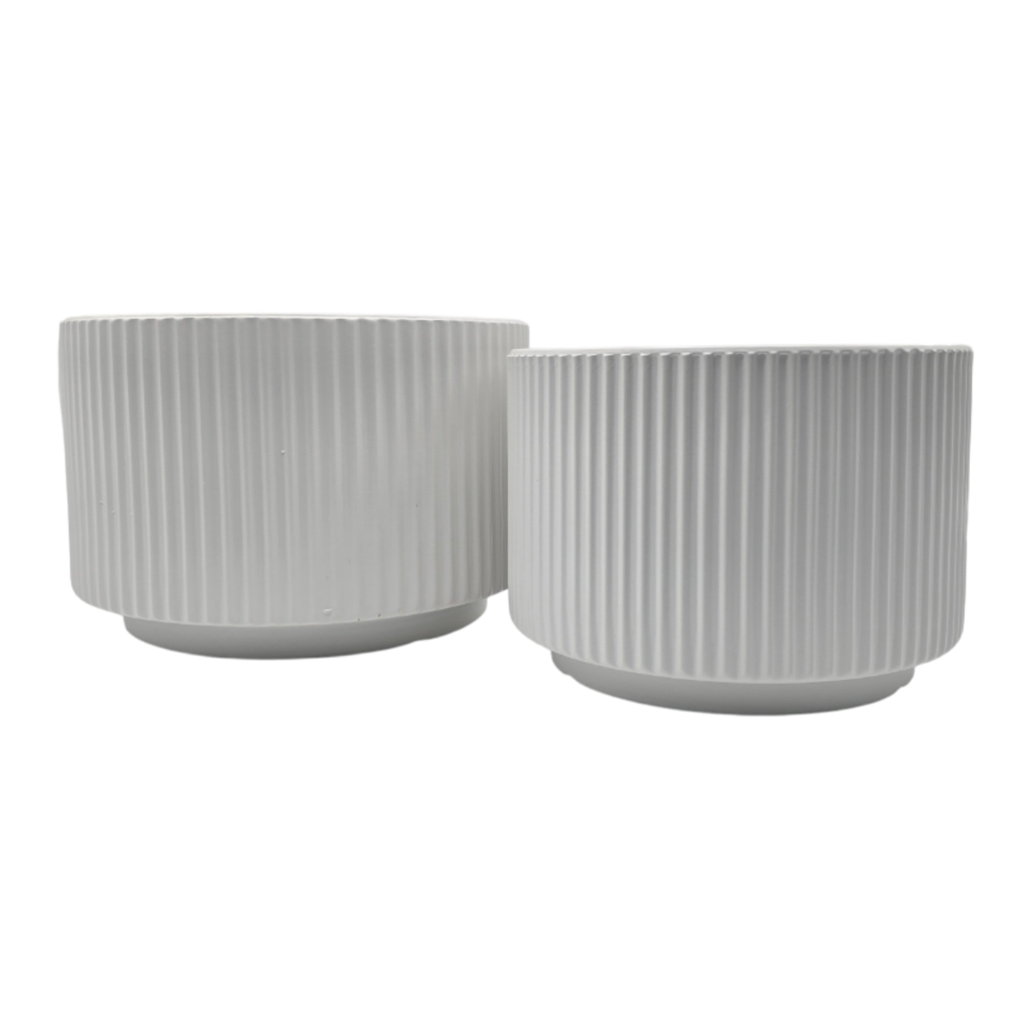 Set 2 Maceteros Maceta De Ceramica Blanco Lineas Verticales-1