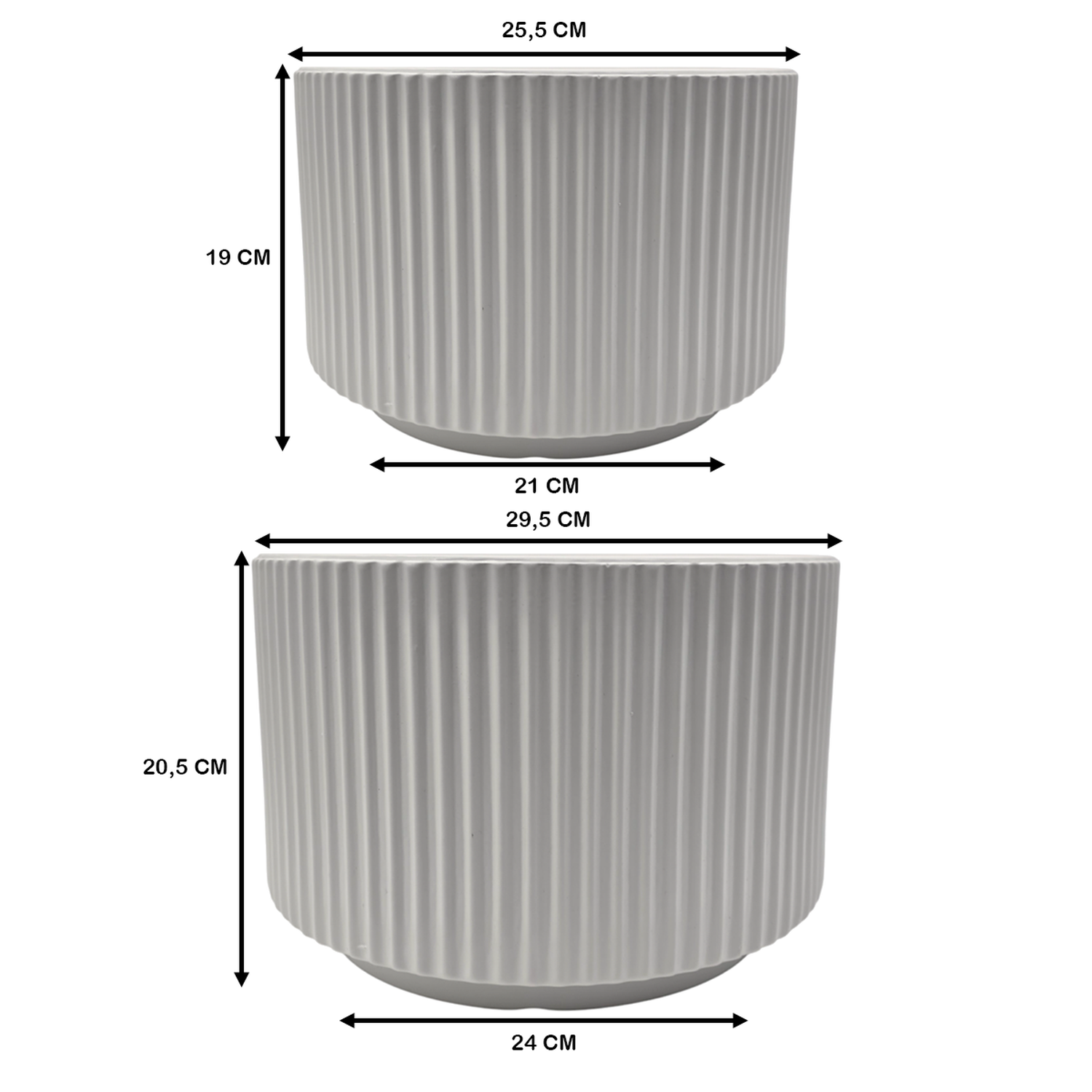 Set 2 Maceteros Maceta De Ceramica Blanco Lineas Verticales-3