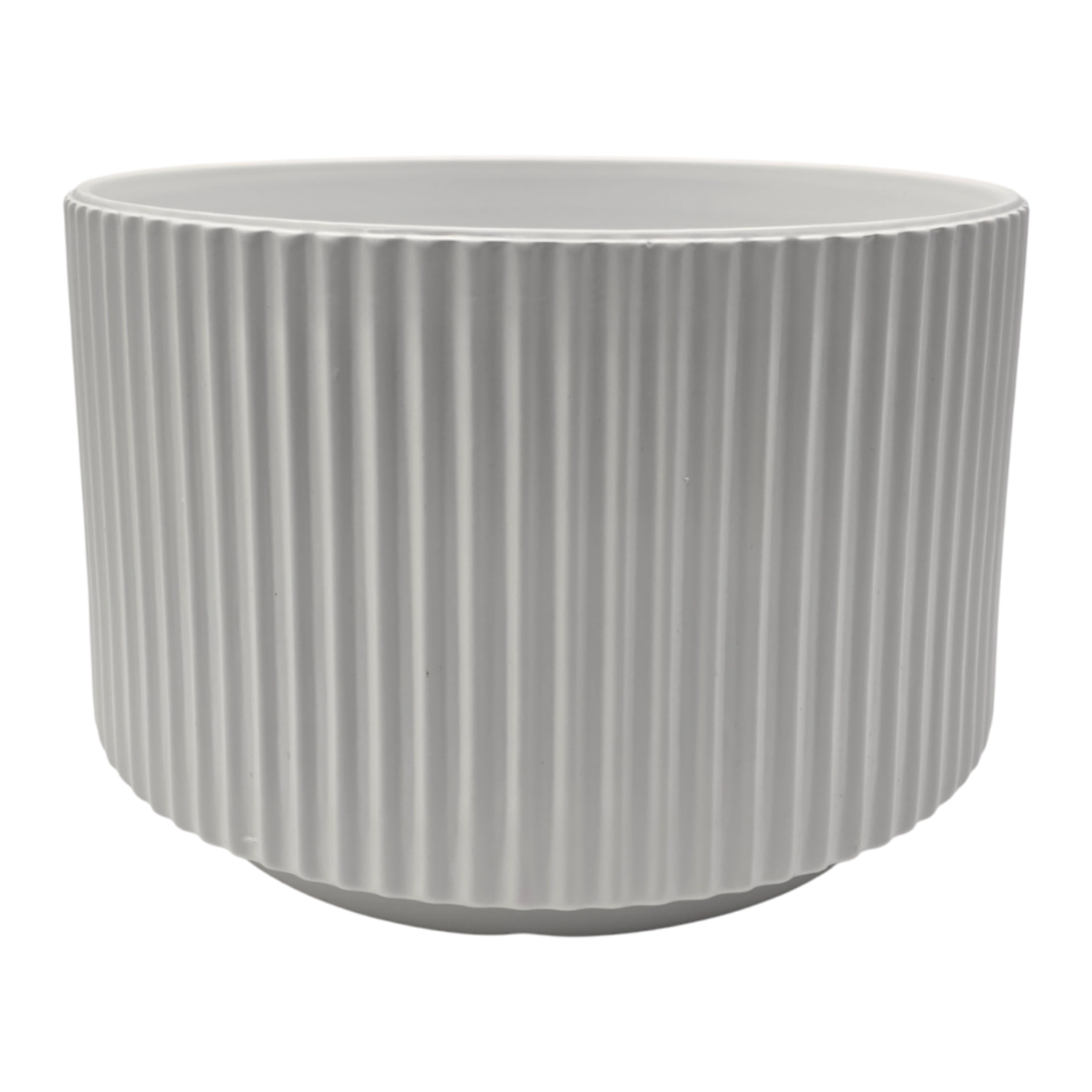Set 2 Maceteros Maceta De Ceramica Blanco Lineas Verticales-5