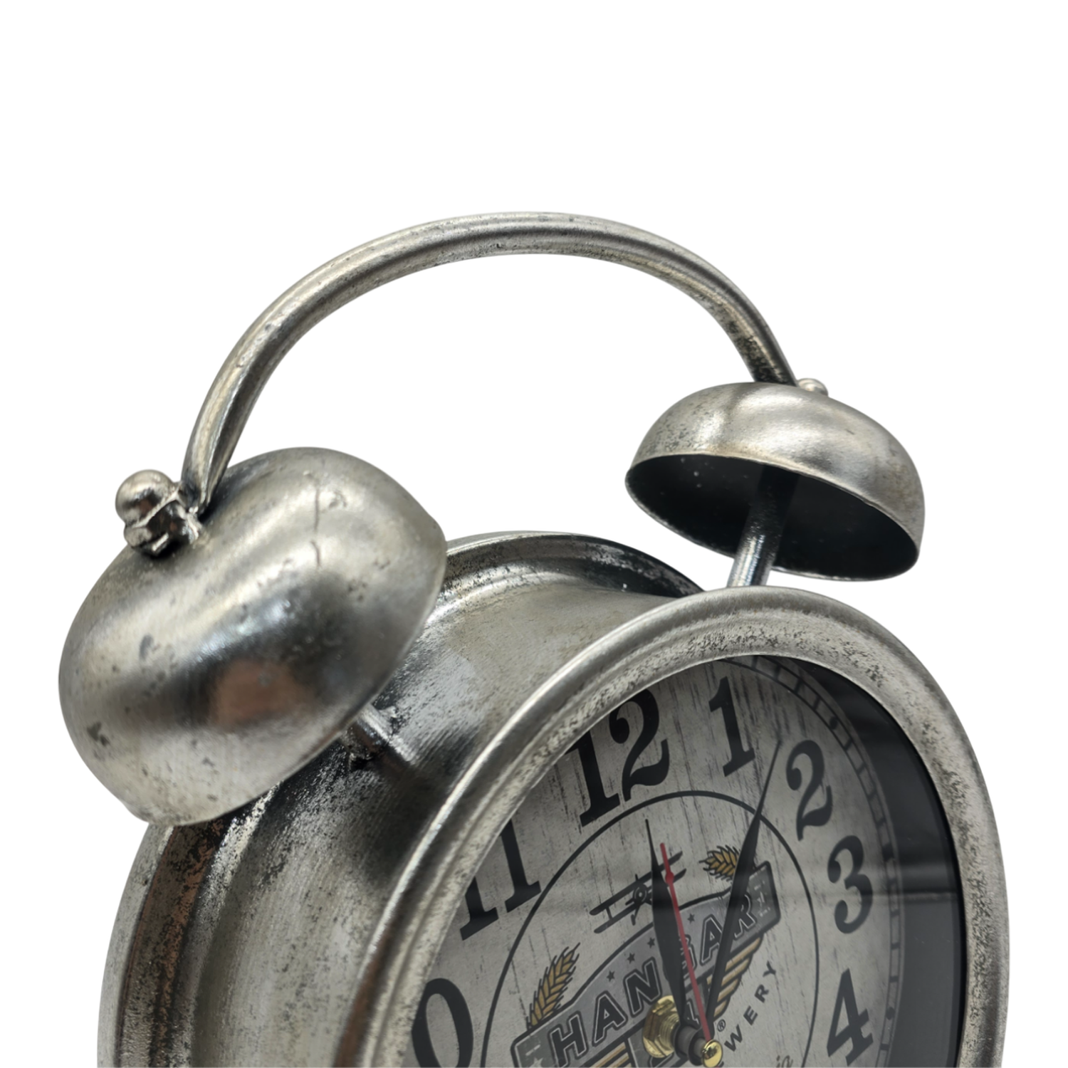 Reloj De Mesa Analogico Hierro Vintage Decorativo Plateado S-2