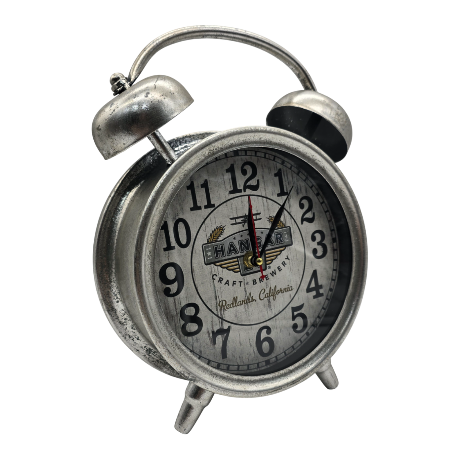 Reloj De Mesa Analogico Hierro Vintage Decorativo Plateado S-4