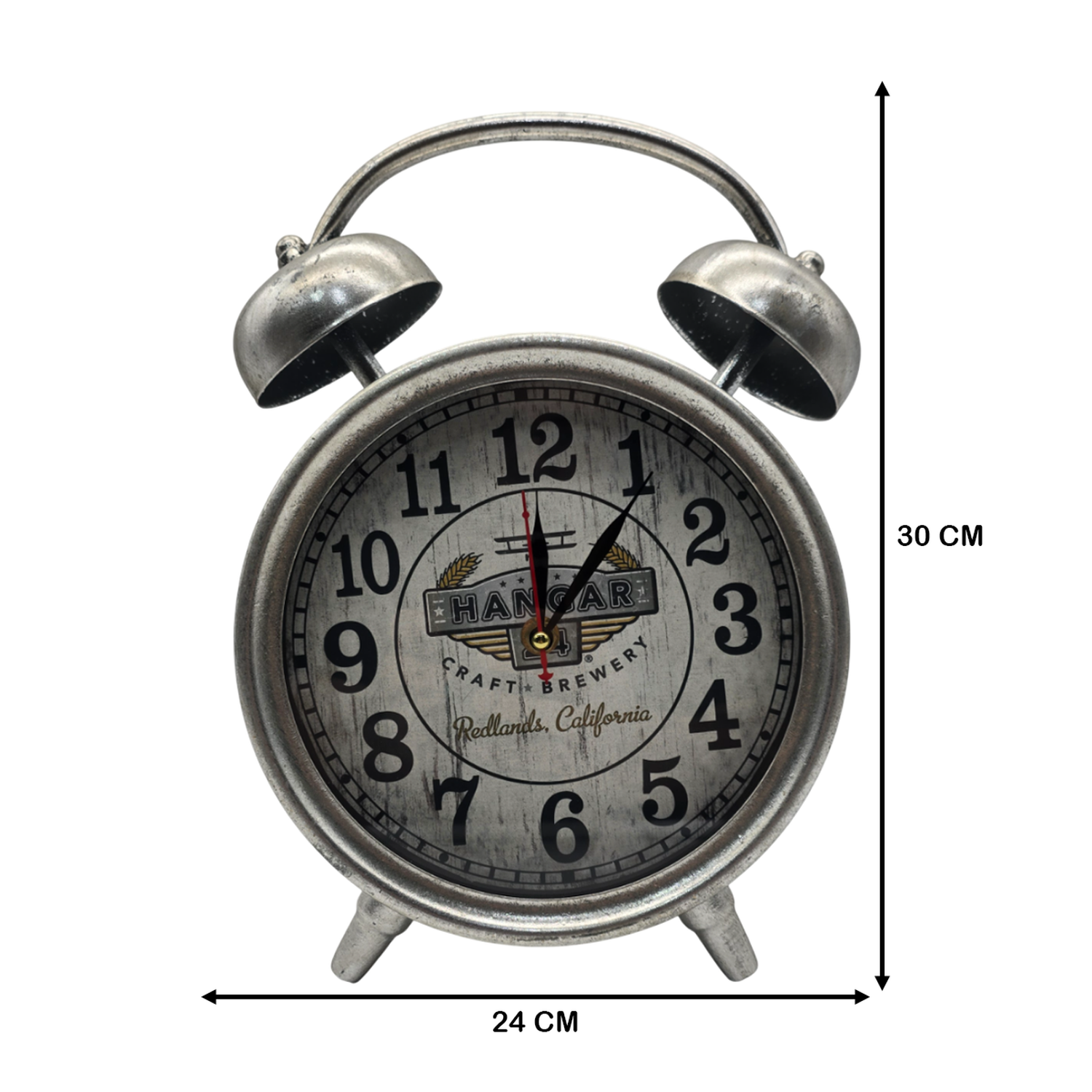 Reloj De Mesa Analogico Hierro Vintage Decorativo Plateado S-5