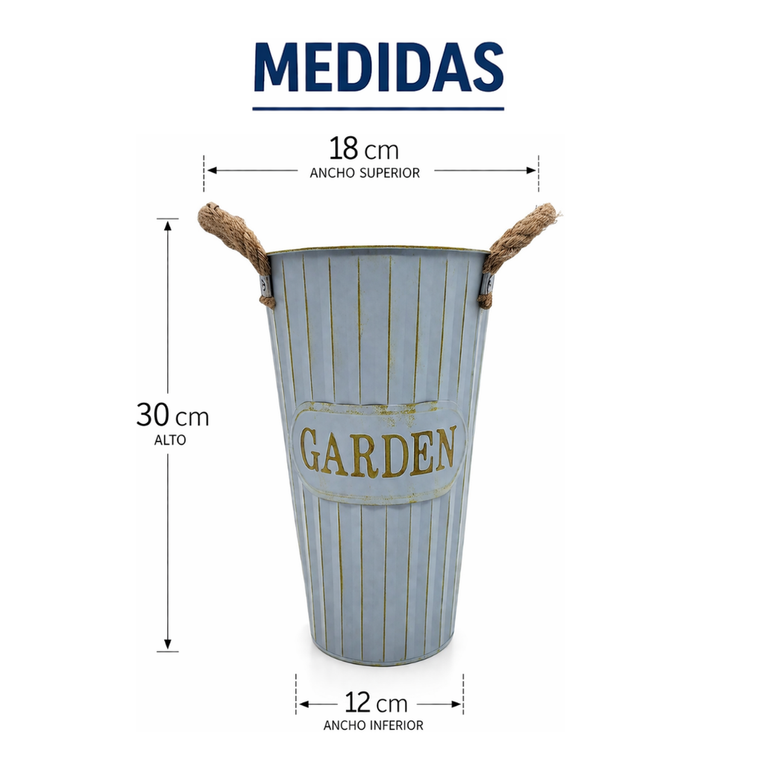 Macetero Metalico Decorativo Celeste Tipo Florero M-7