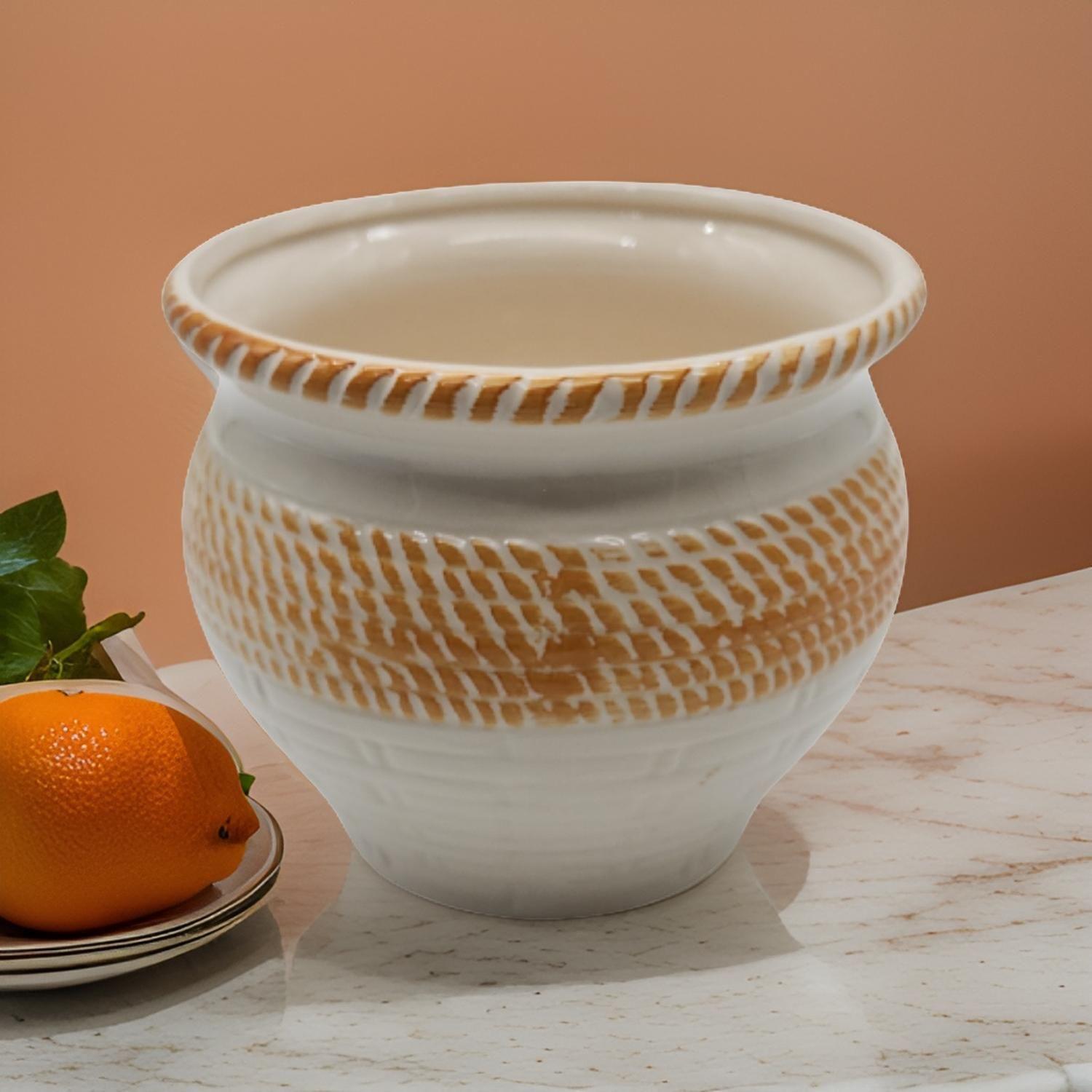 Macetero Maceta De Ceramica Vintage Acabados En Café Jardin-5