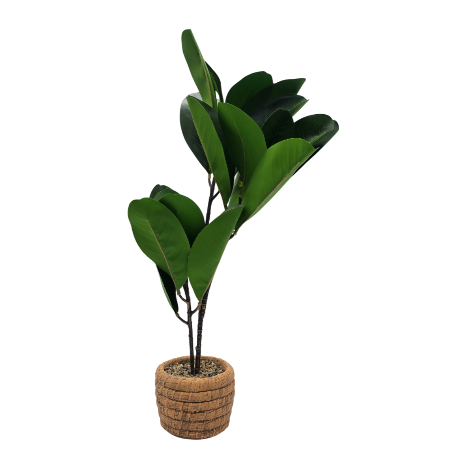 Planta Artificial Macetero De Cemento Naranjo Hojas Verdes-5