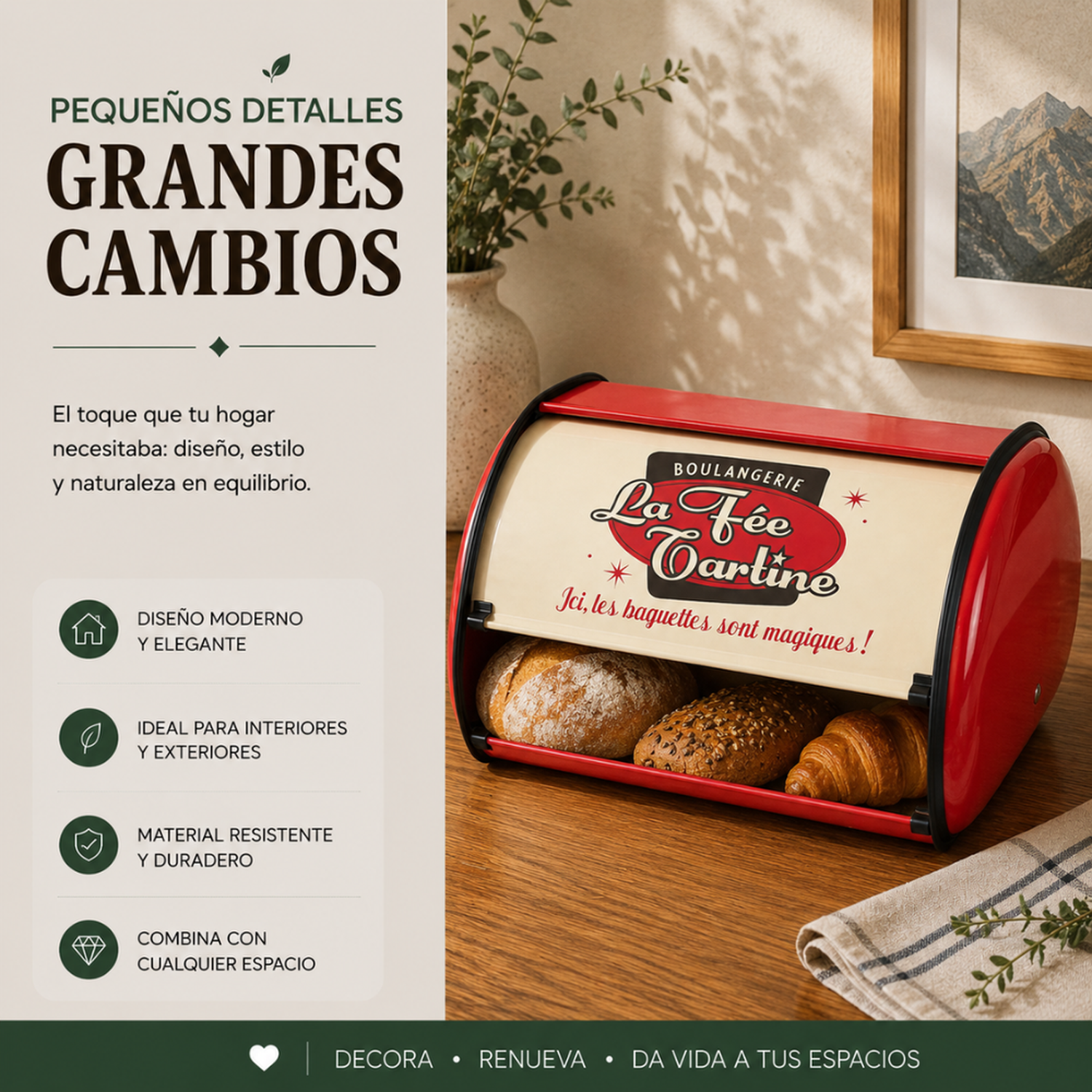 Panera Metálica Vintage Retro Color Rojo Abatible-4