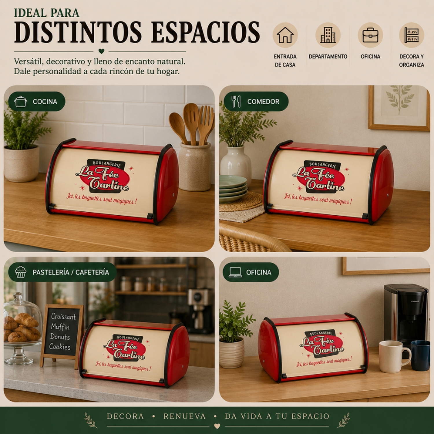 Panera Metálica Vintage Retro Color Rojo Abatible-5