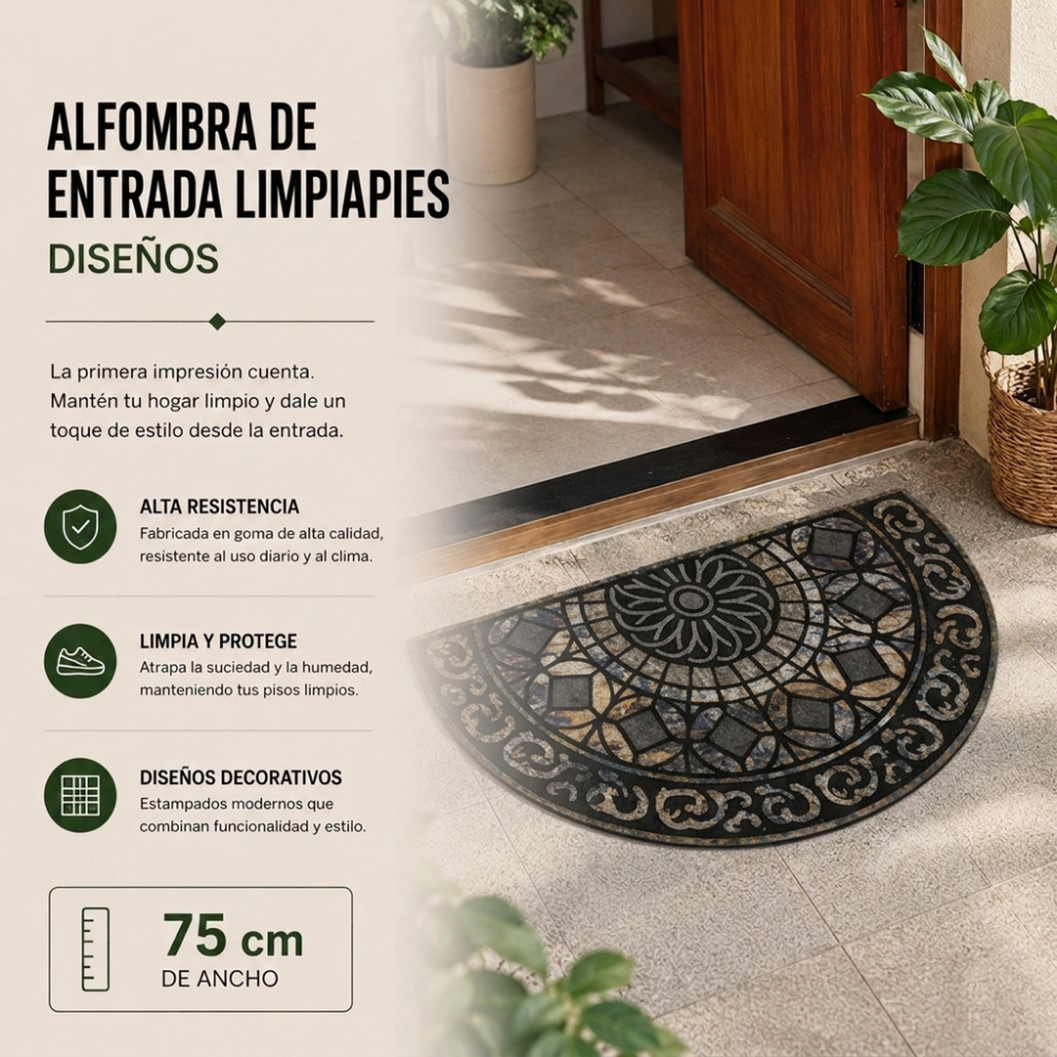 Alfombra Limpiapies Felpudo Alfombra De Entrada Vintage Semi-5