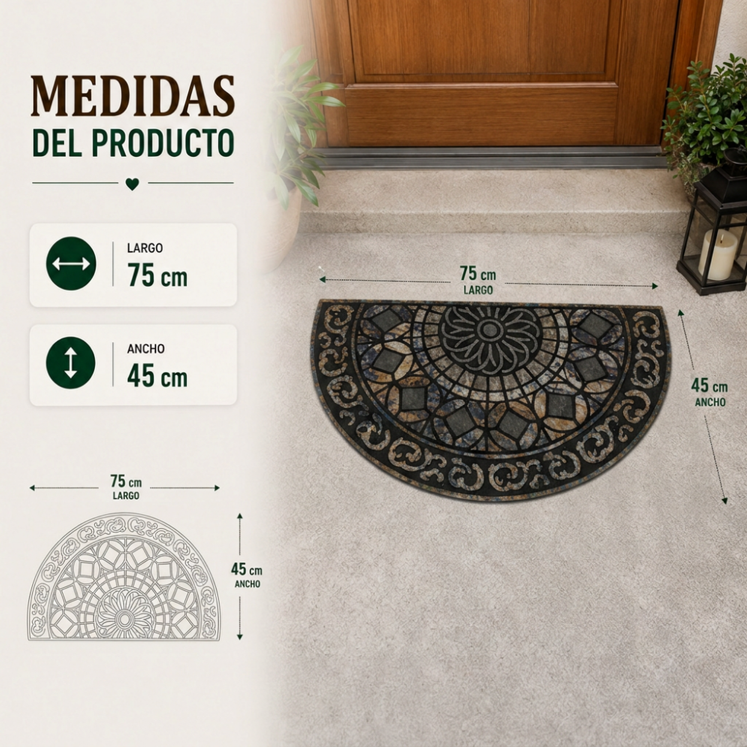 Alfombra Limpiapies Felpudo Alfombra De Entrada Vintage Semi-6