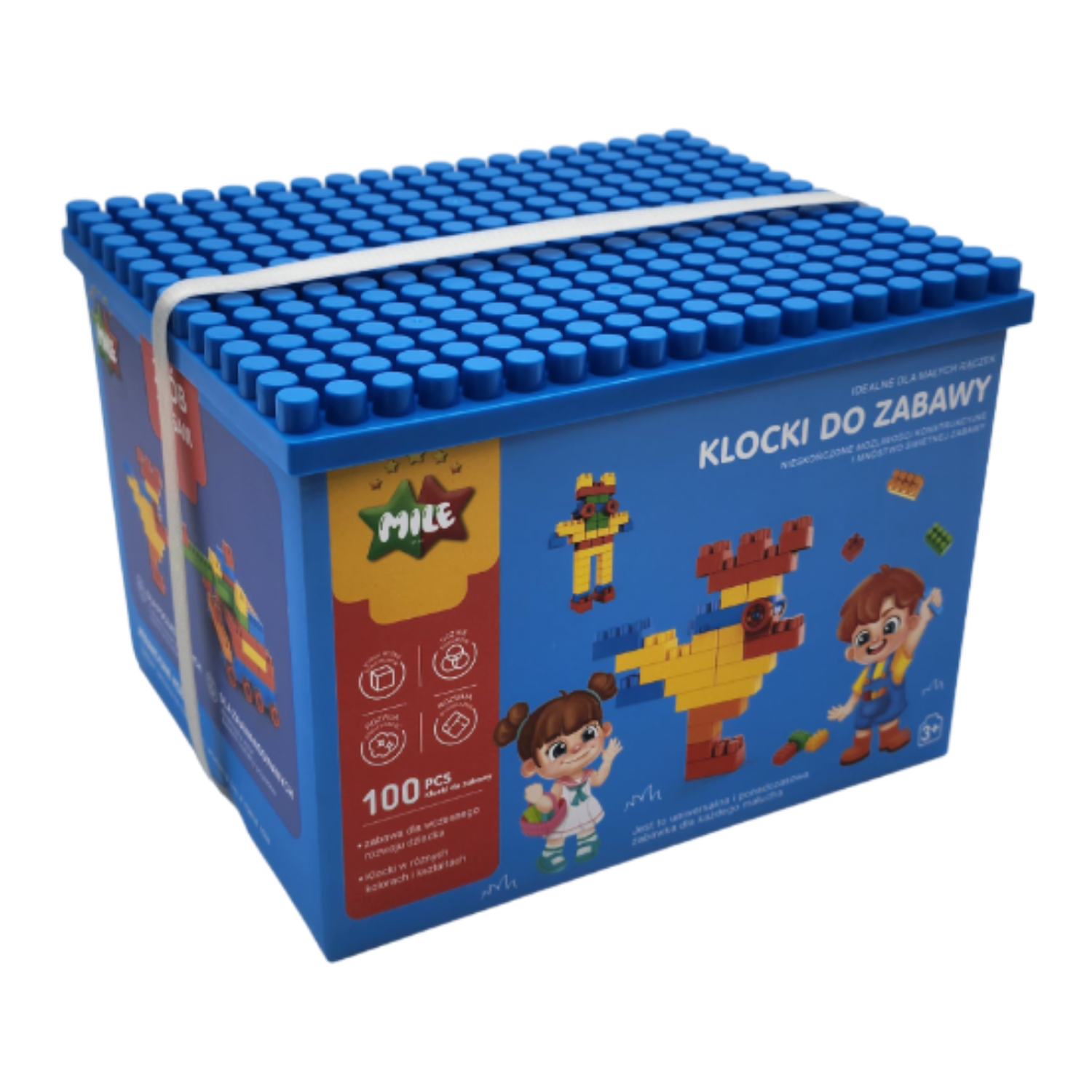 Caja De Bloques Azul 100 Piezas Para Armar Y Divertirse-0