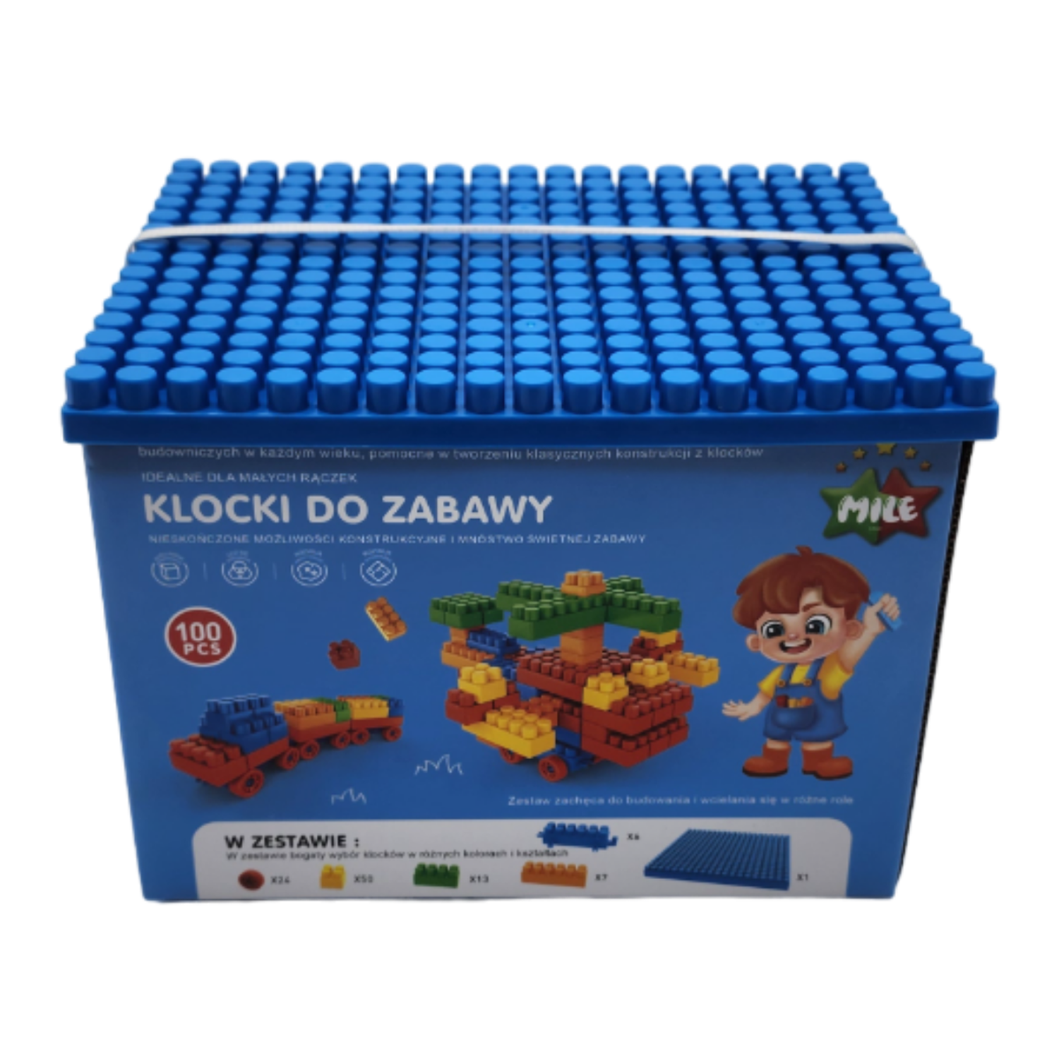 Caja De Bloques Azul 100 Piezas Para Armar Y Divertirse-1