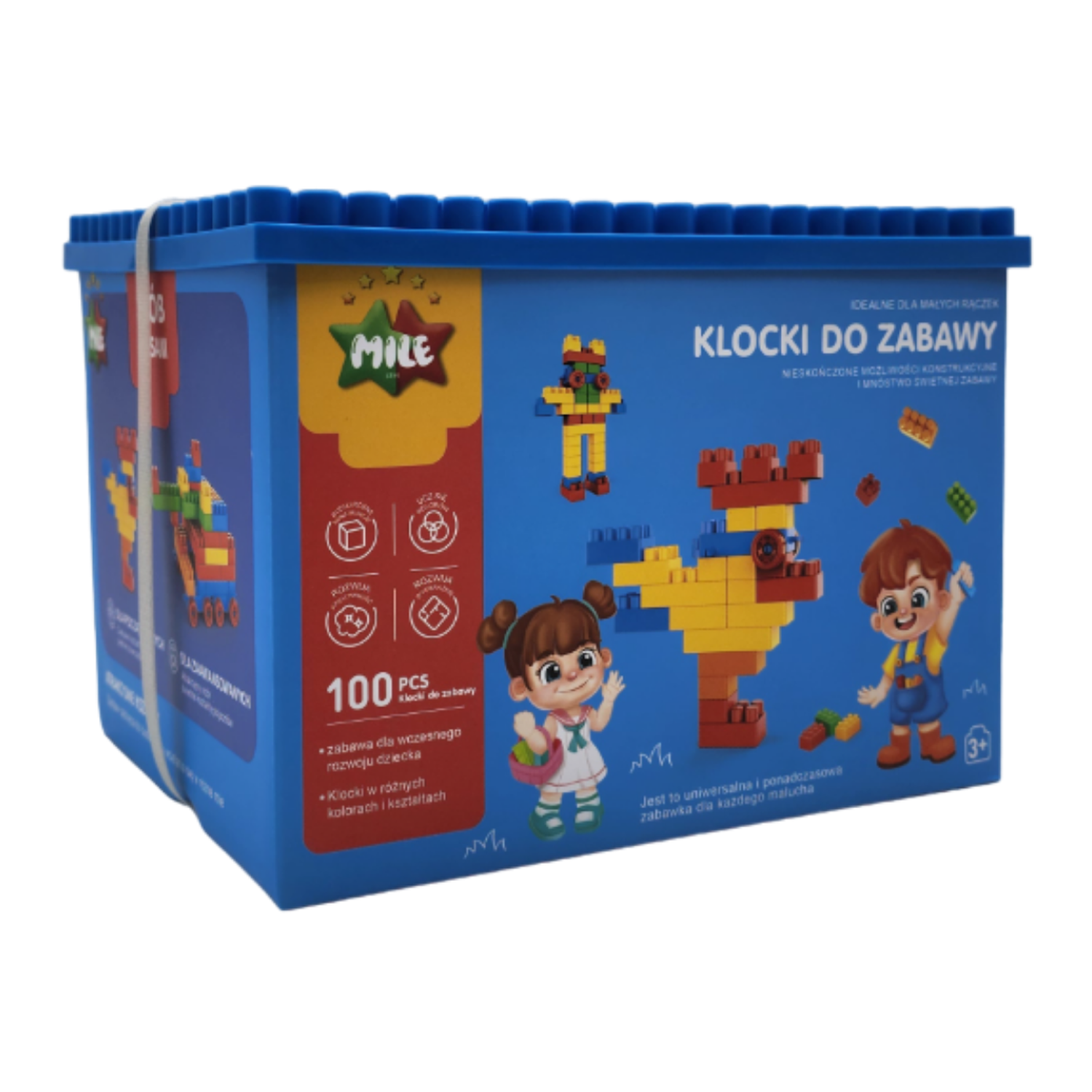 Caja De Bloques Azul 100 Piezas Para Armar Y Divertirse-2