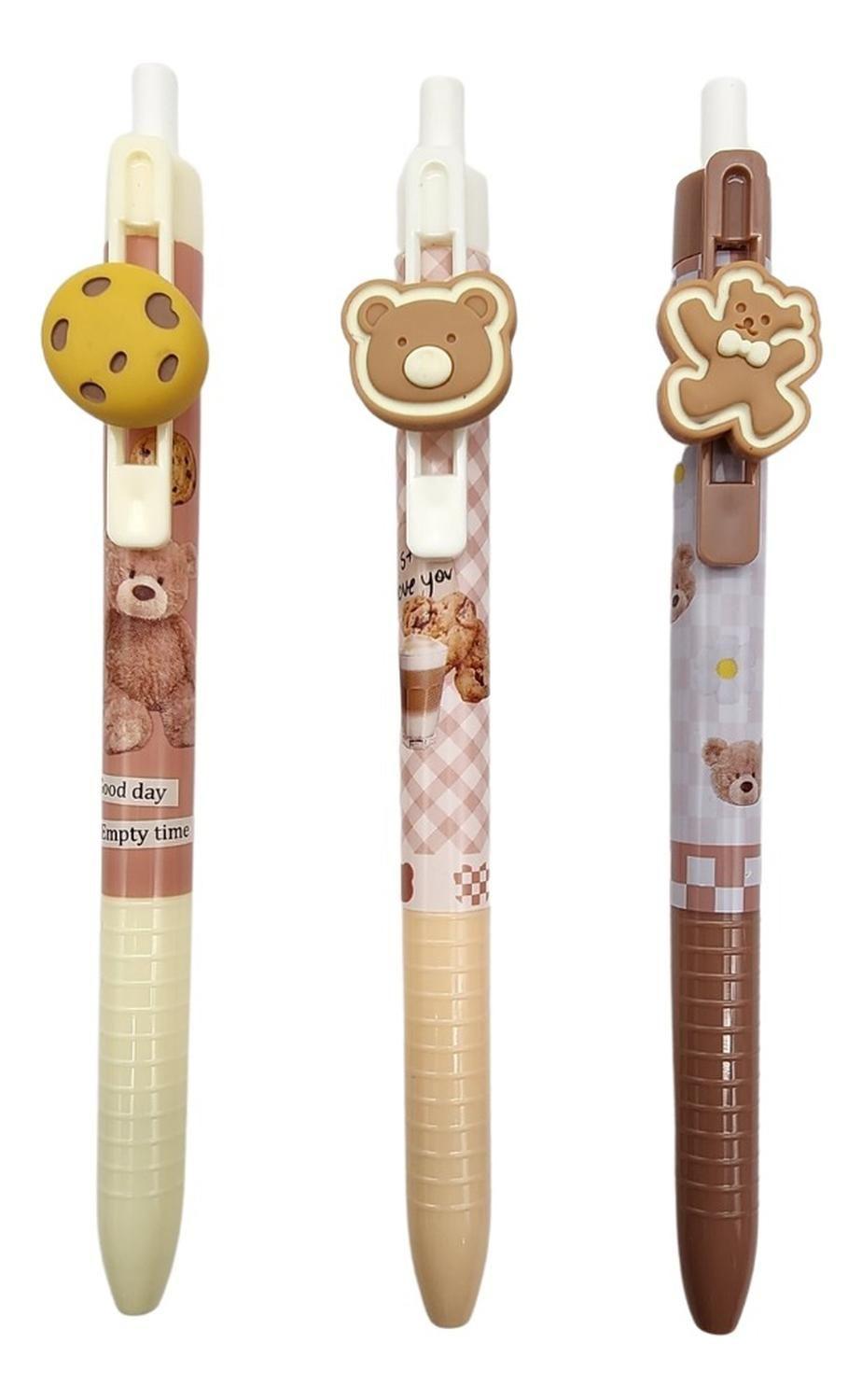 Set 3 Lápices Kawaii Cute Diseño Osito Tierno + Colgante-3