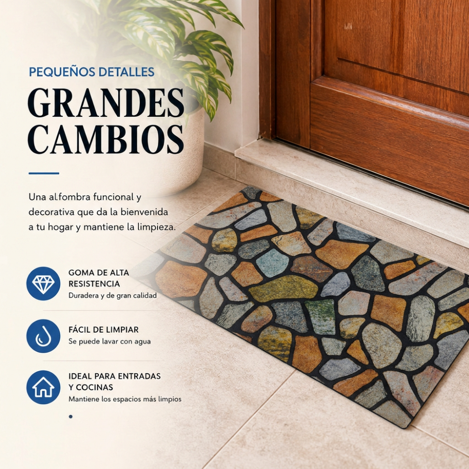 Alfombra Tapete Limpiapies Felpudo Alfombra De Entrada Baño-3