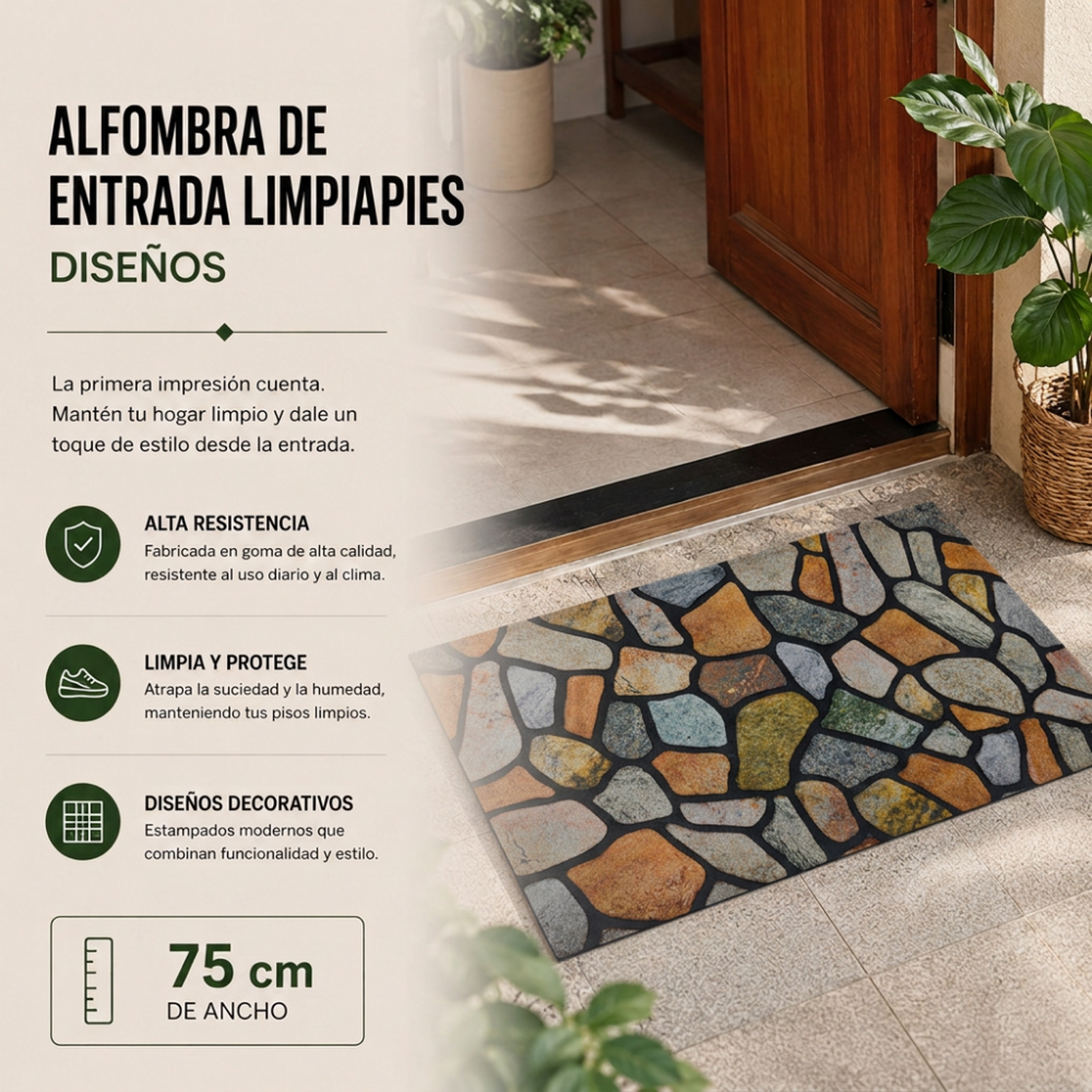 Alfombra Tapete Limpiapies Felpudo Alfombra De Entrada Baño-5