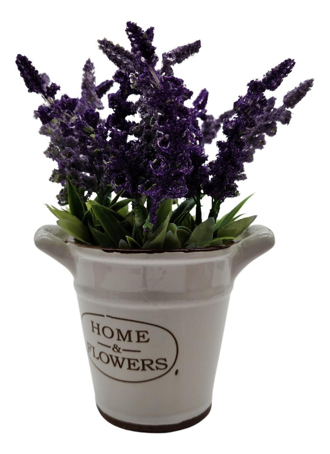 Planta Artificial Macetero Cerámica Home And Flowers Morado-1