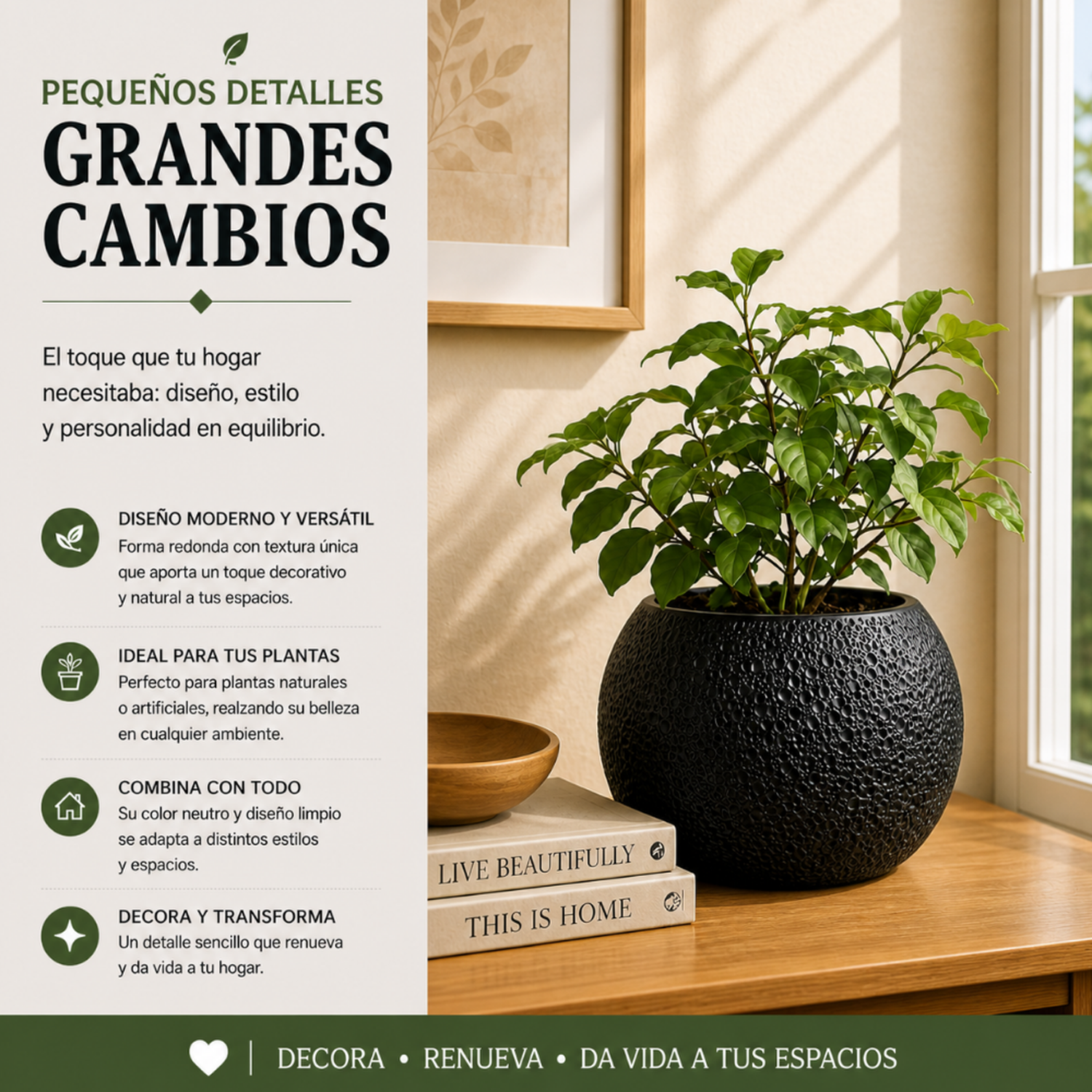 Macetero Plastico Redondo Tipo Piedra Decorativo Jardin M-3
