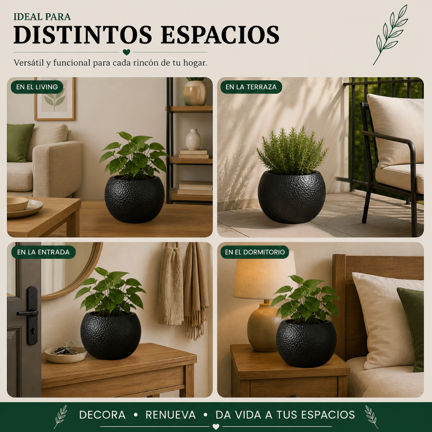 Macetero Plastico Redondo Tipo Piedra Decorativo Jardin M-5