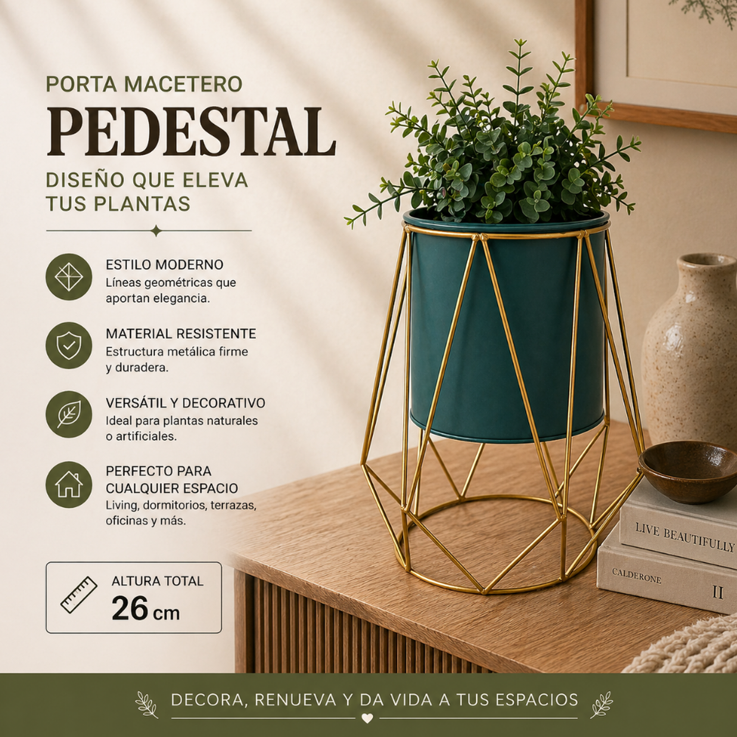 Porta Macetero Pedestal Maceta Plantas Metalico Decorativo-3