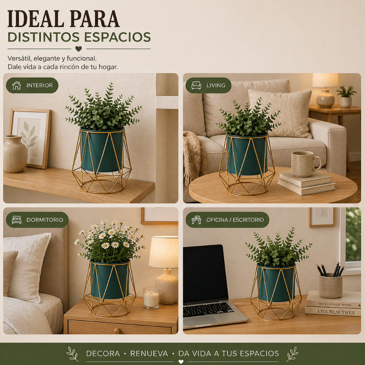 Porta Macetero Pedestal Maceta Plantas Metalico Decorativo-4