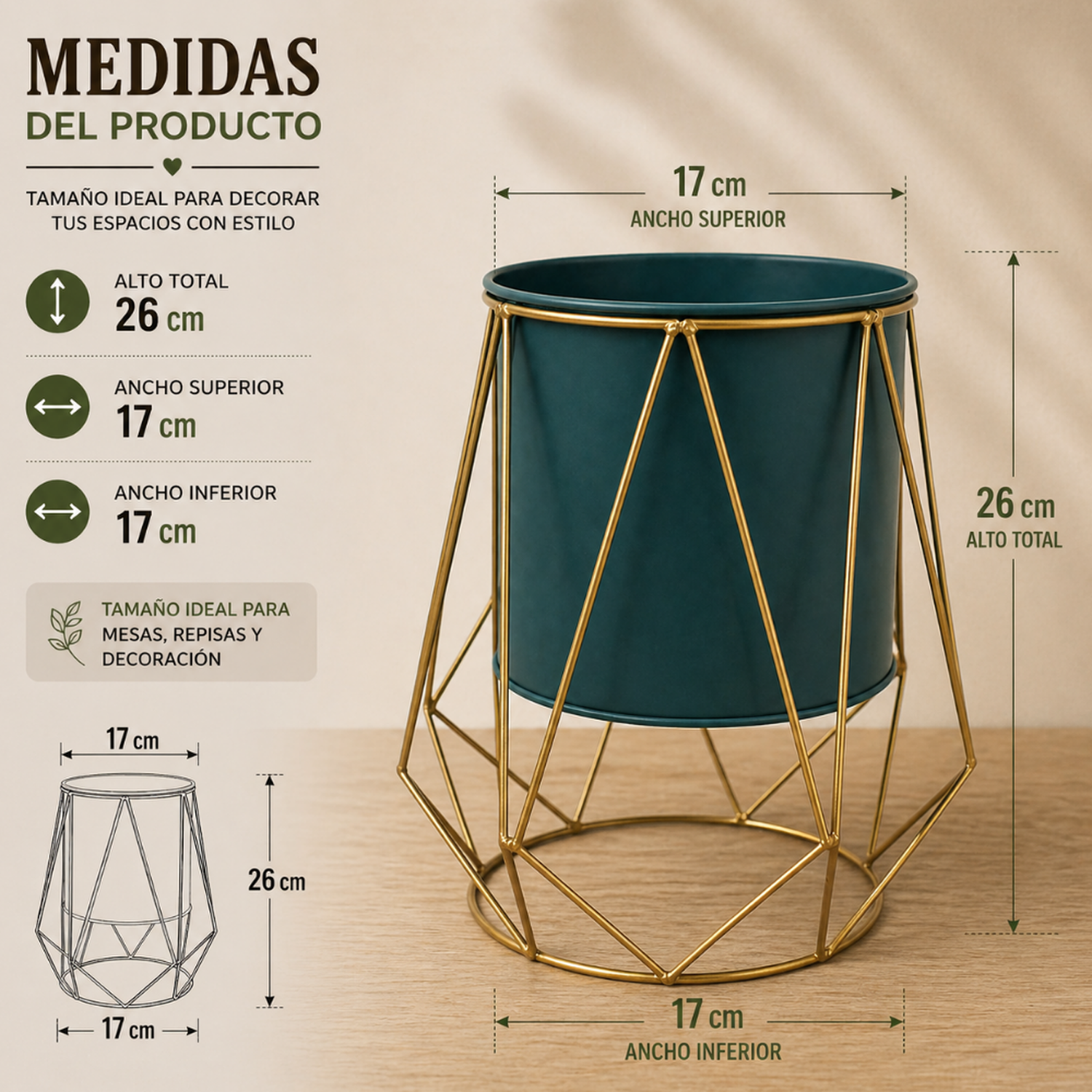 Porta Macetero Pedestal Maceta Plantas Metalico Decorativo-5