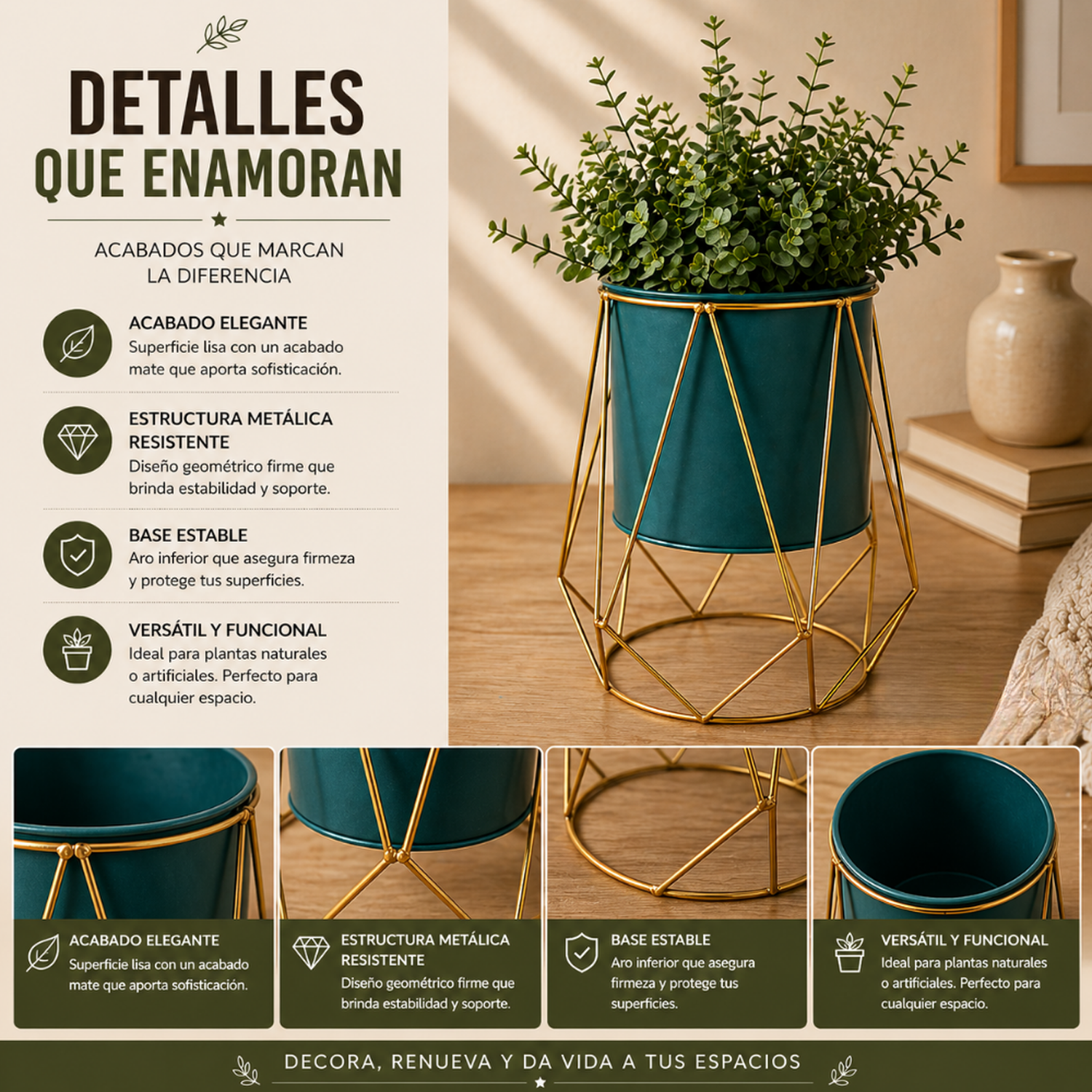 Porta Macetero Pedestal Maceta Plantas Metalico Decorativo-6