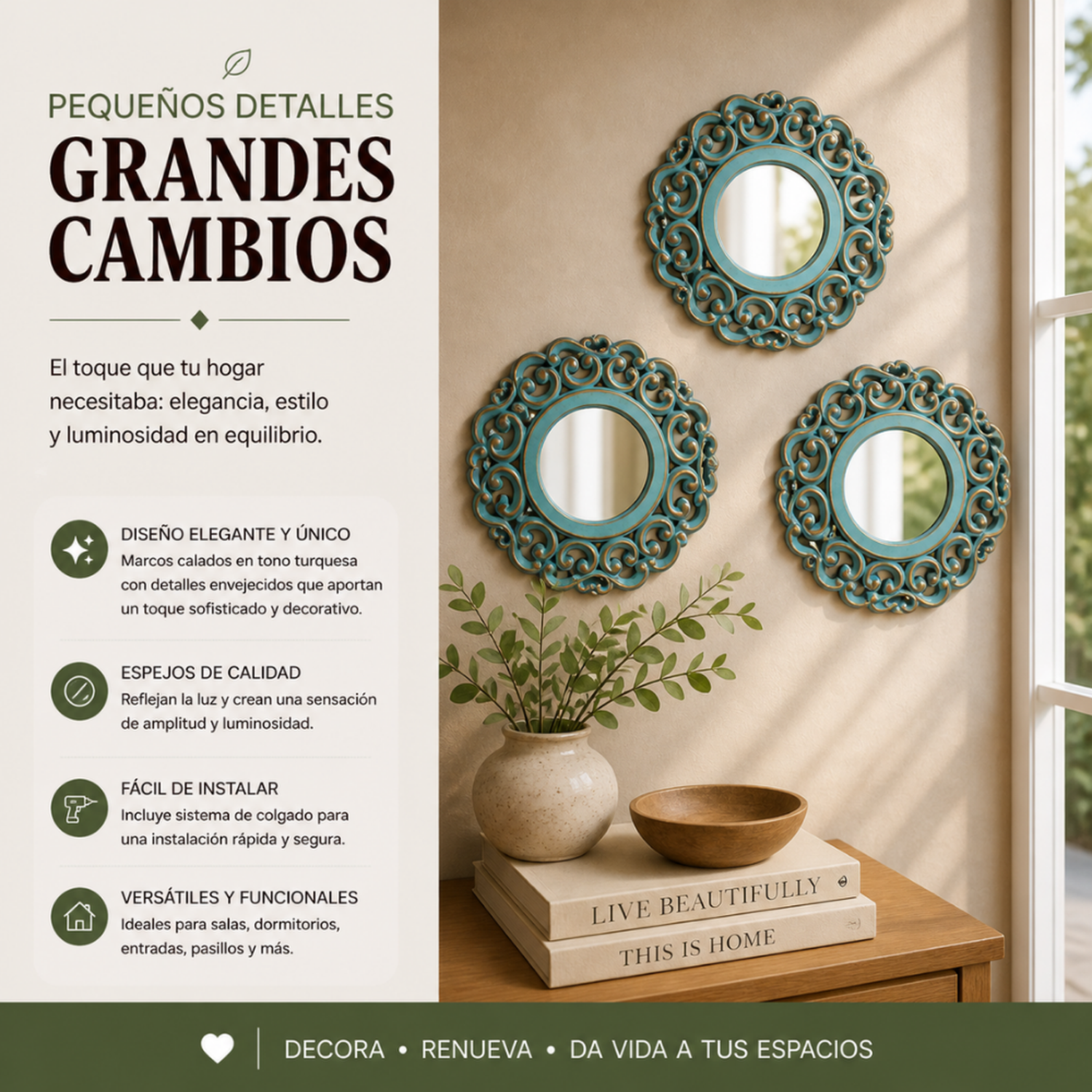 Set 3 Marcos De Espejos Estilo Arabe Decorativo Calipso Deco-4