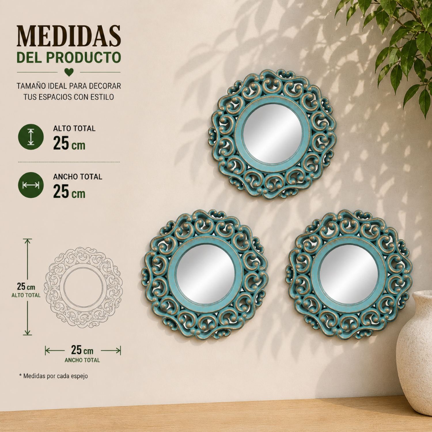 Set 3 Marcos De Espejos Estilo Arabe Decorativo Calipso Deco-5