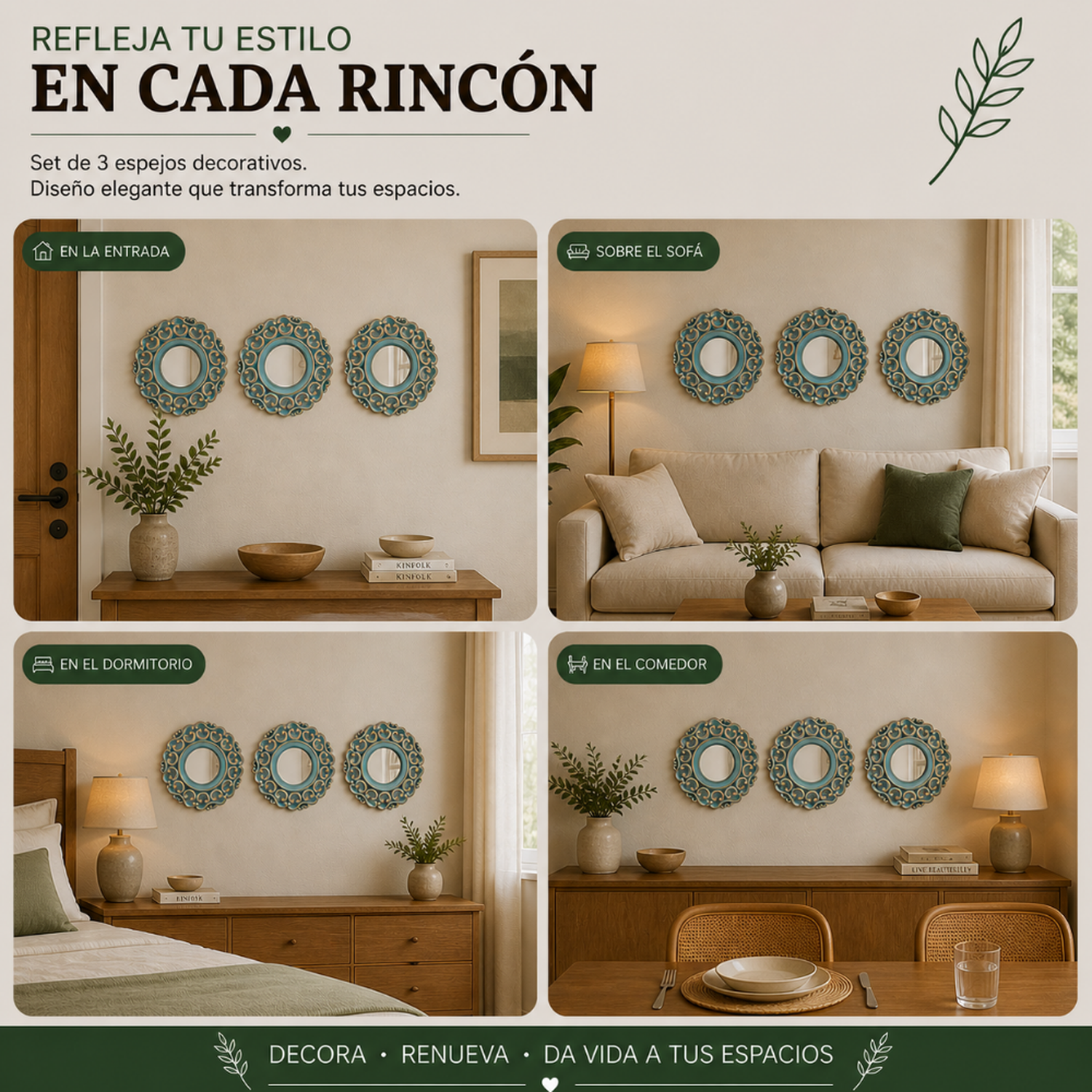 Set 3 Marcos De Espejos Estilo Arabe Decorativo Calipso Deco-6