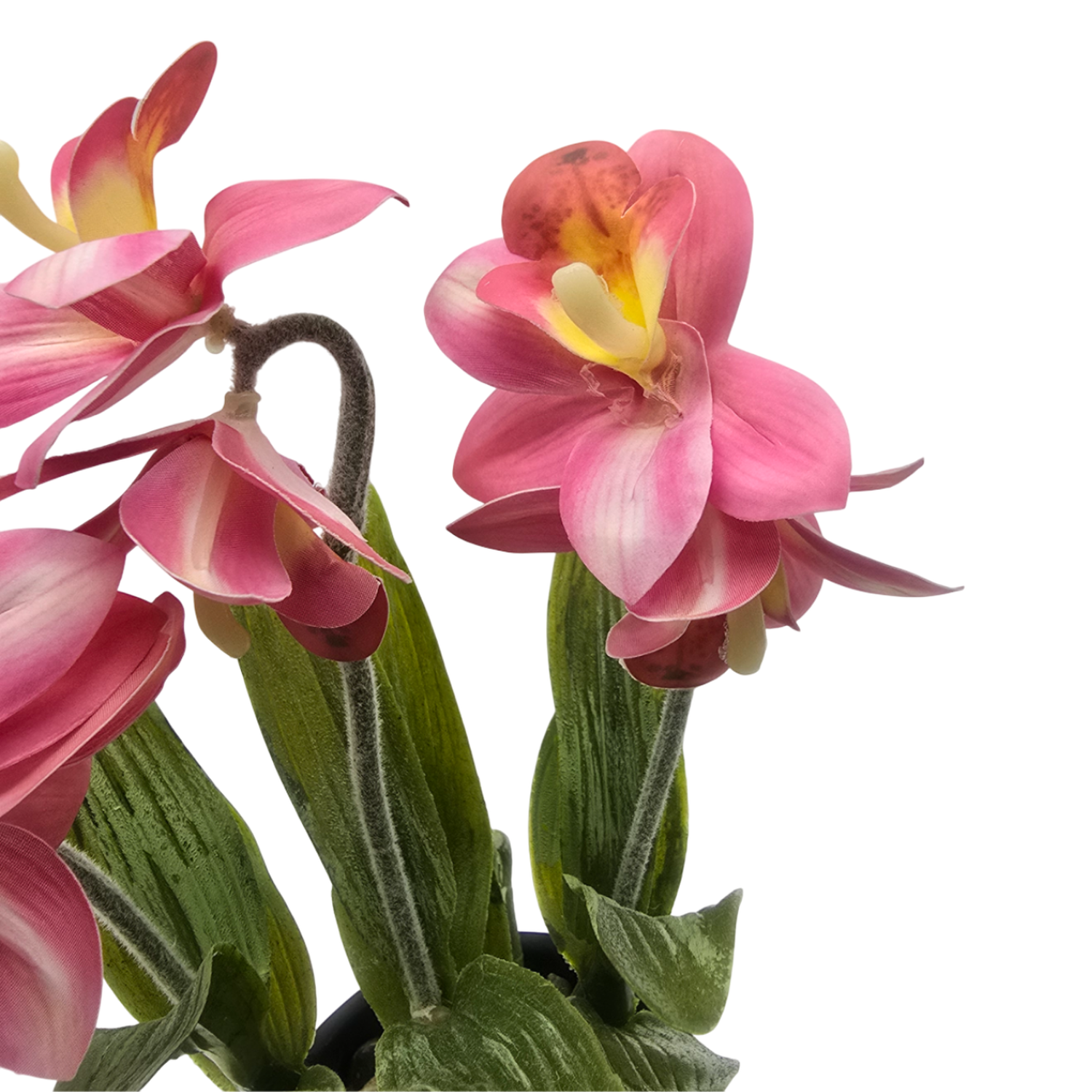 Planta Artificial Orquidea Rosada Decorativa Macetero Loza-3