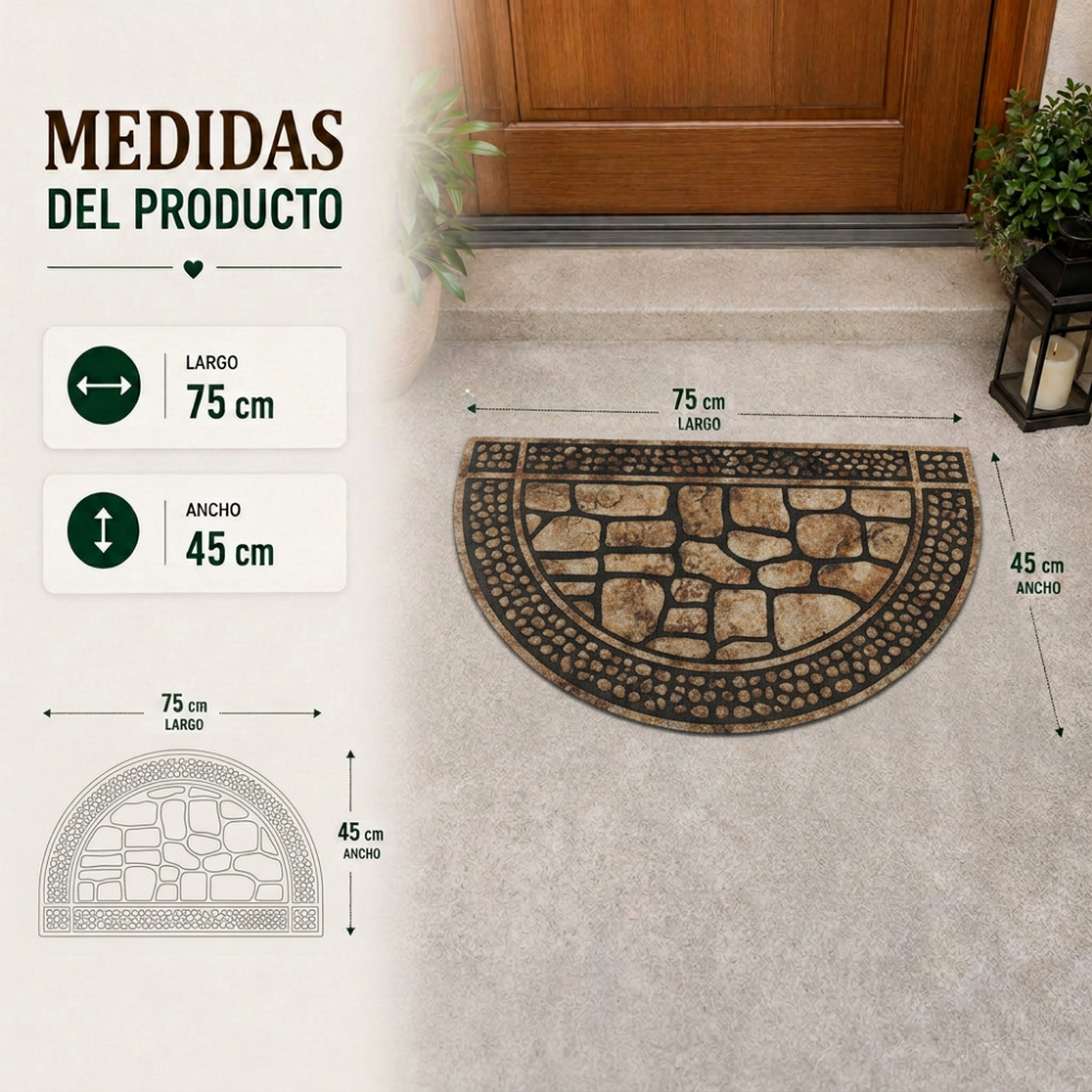 Alfombra Limpiapies Felpudo Alfombra De Entrada Piedra Semi-6