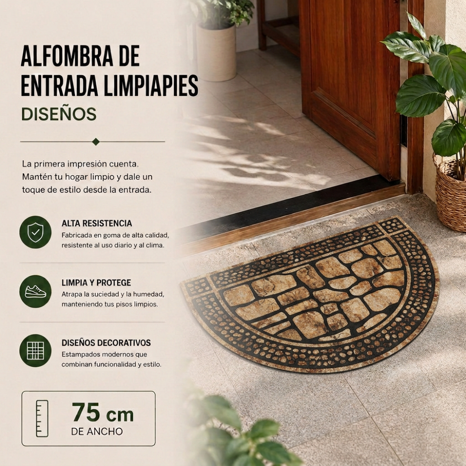 Alfombra Limpiapies Felpudo Alfombra De Entrada Piedra Semi-5