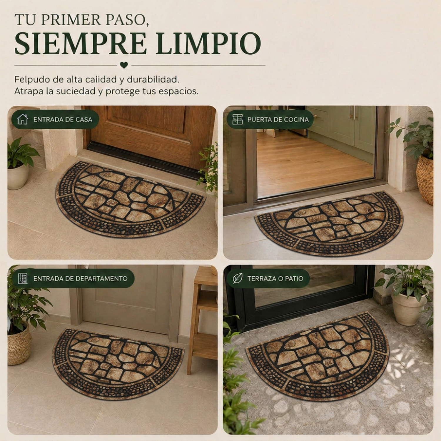 Alfombra Limpiapies Felpudo Alfombra De Entrada Piedra Semi-7