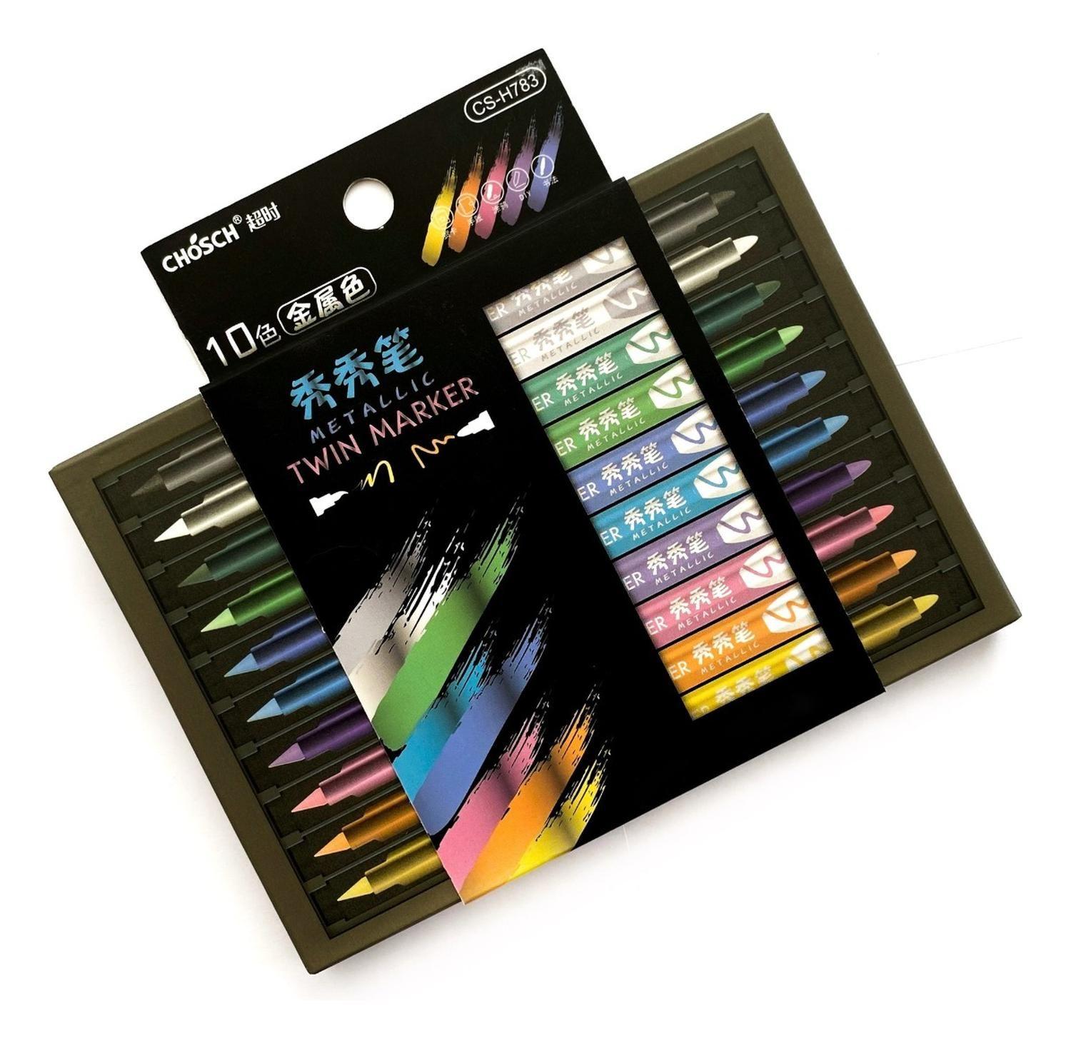 Set Marcadores Metalizados 10 Lapices Calidad Arte Dibujo-0