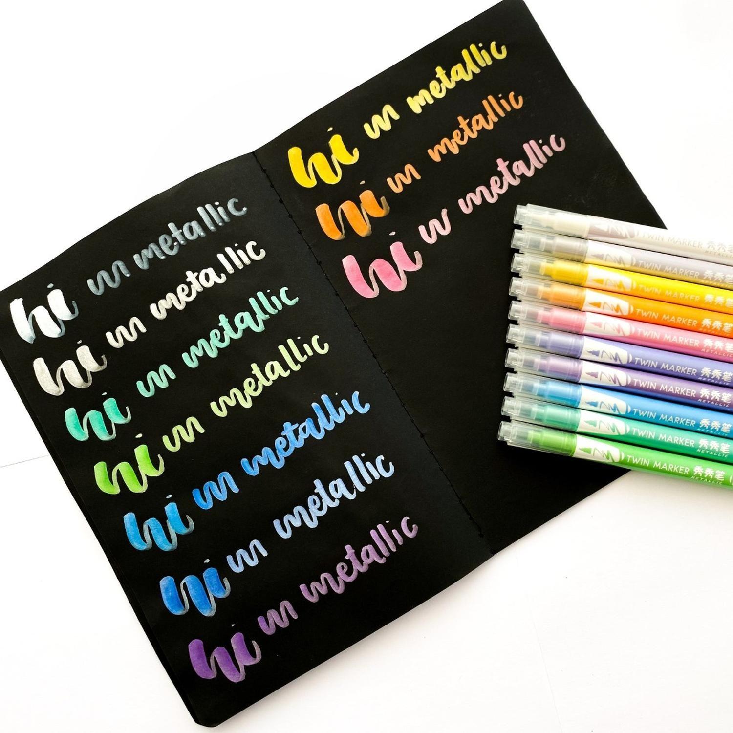 Set Marcadores Metalizados 10 Lapices Calidad Arte Dibujo-2